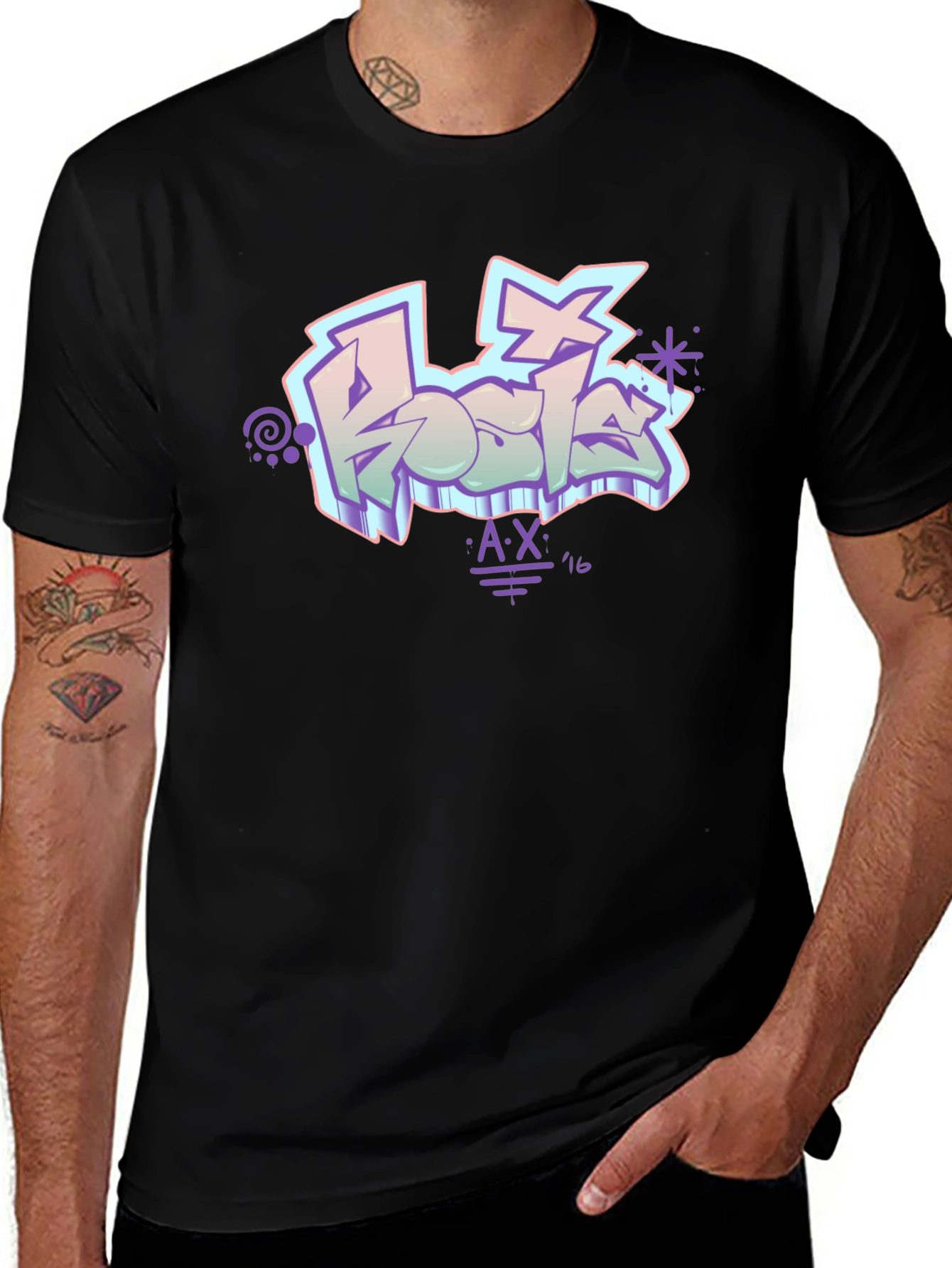 Variant 15 of Retro Graffiti Style Black T-Shirt