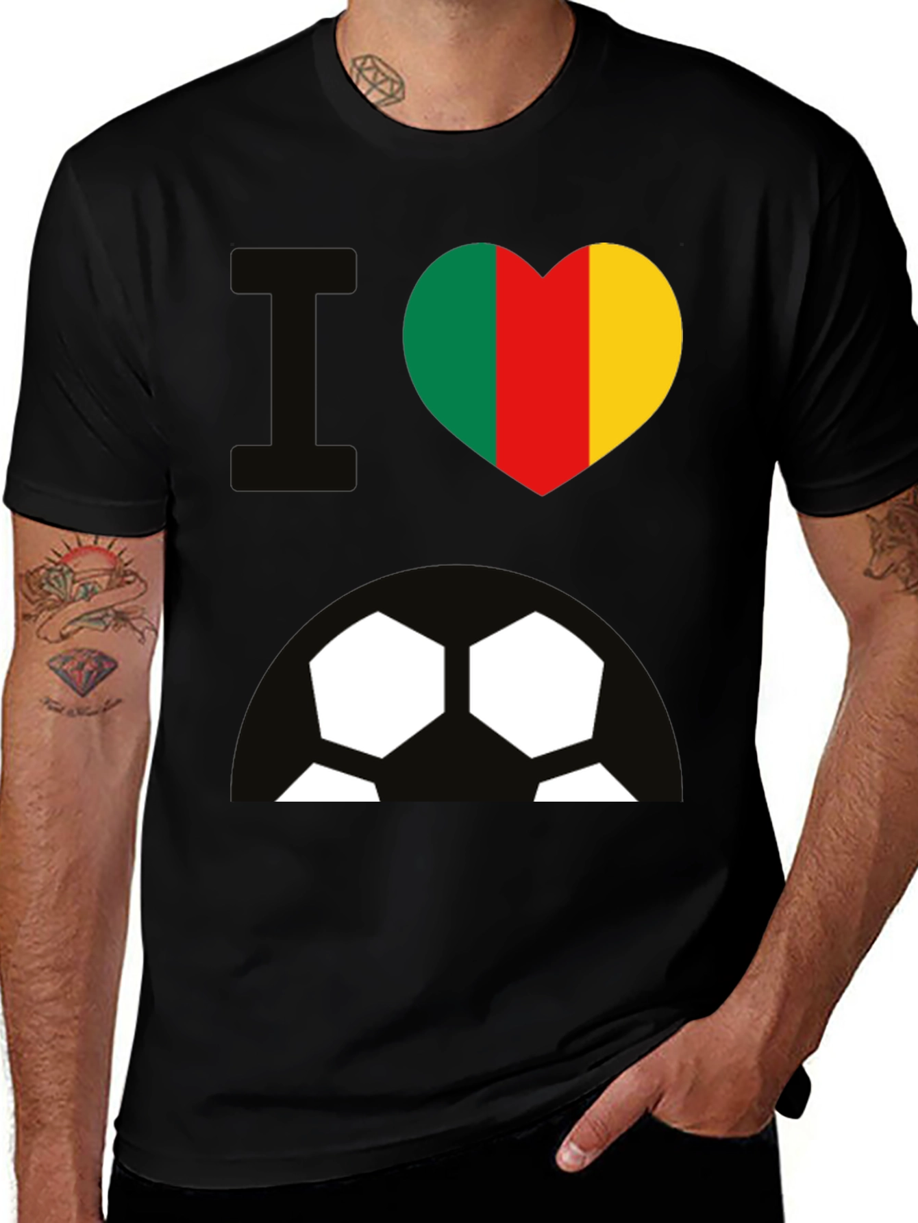 Variant 25 of I Heart Benin Soccer T-Shirt - Black Cotton Tee