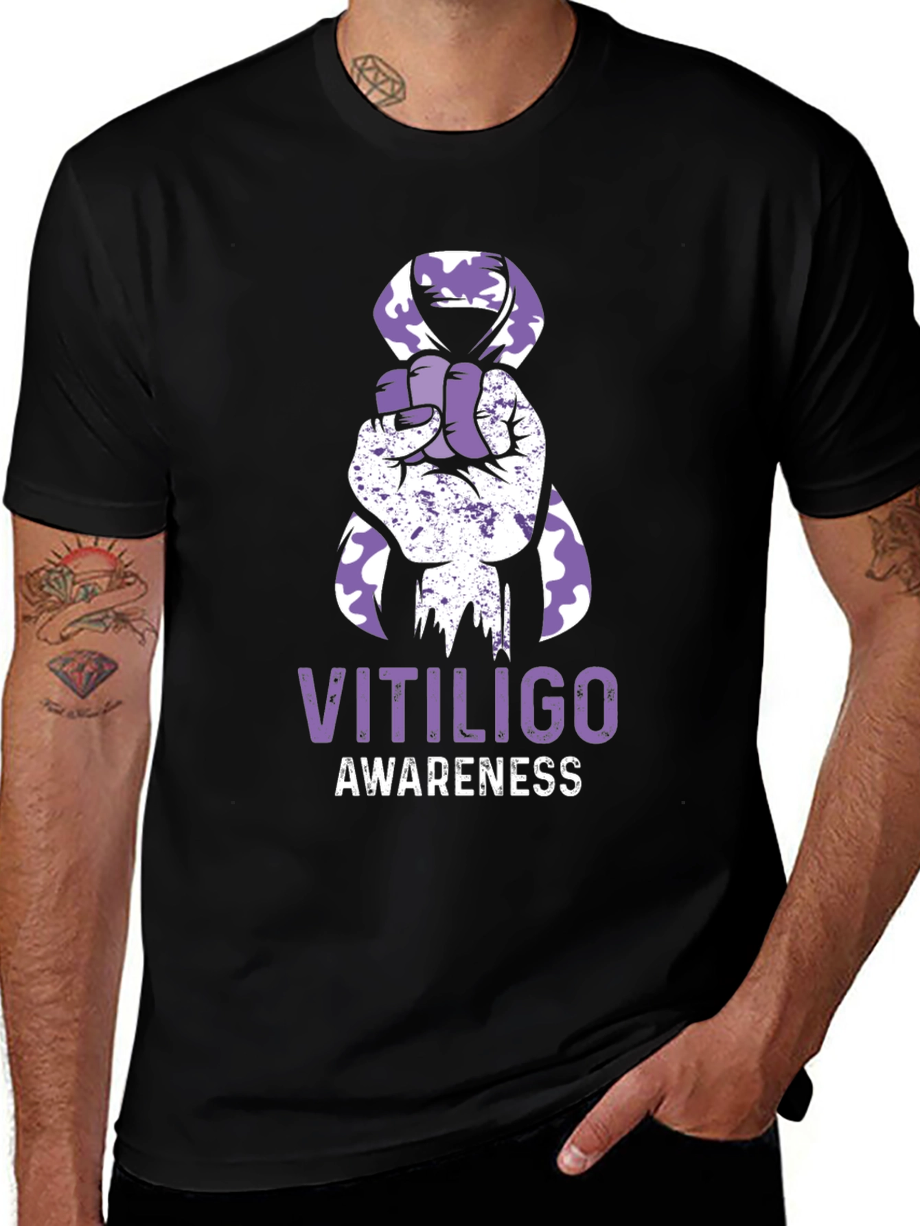 Vitiligo Awareness Ribbon Fist T-Shirt