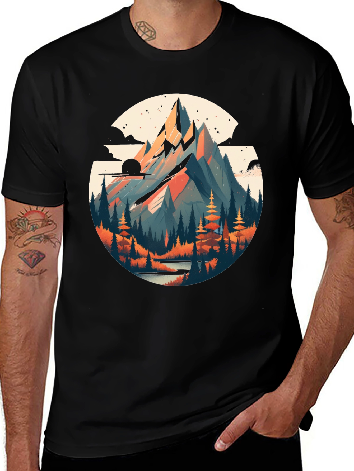 Variant 16 of Mountain Graphic Black T-Shirt