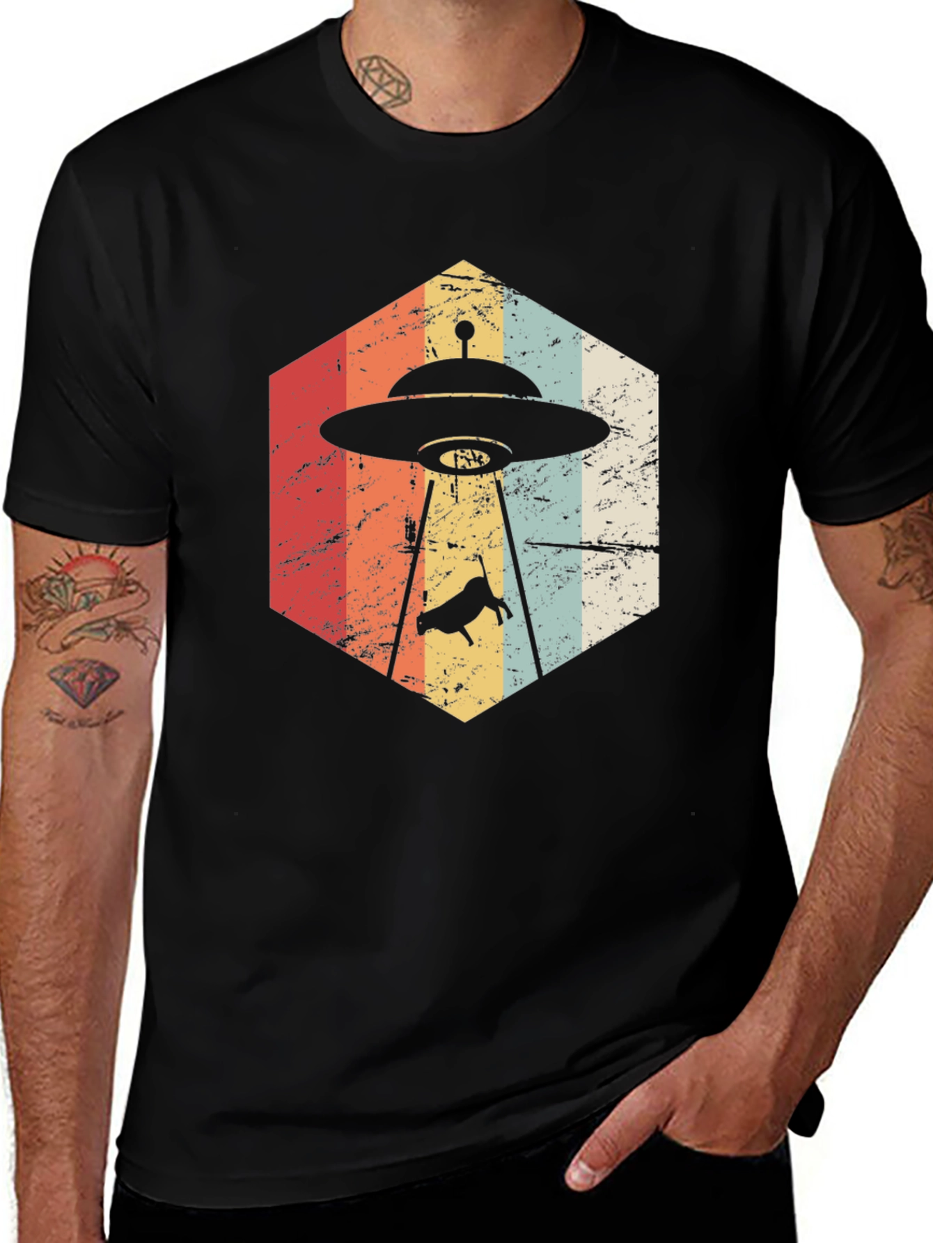 Variant 13 of Retro Alien Abduction T-Shirt