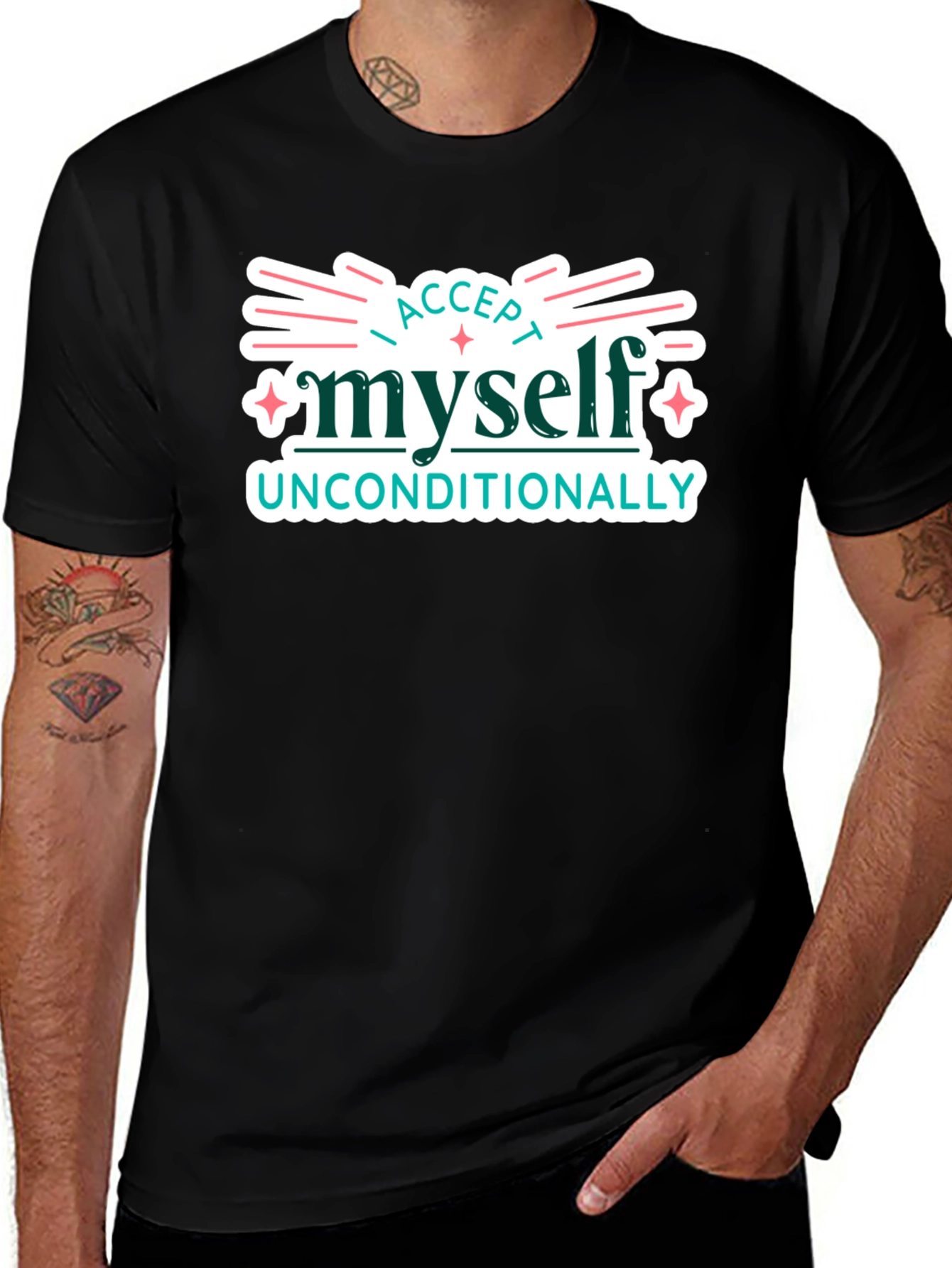 Variant 7 of I Accept Myself Unconditionally Black Tee