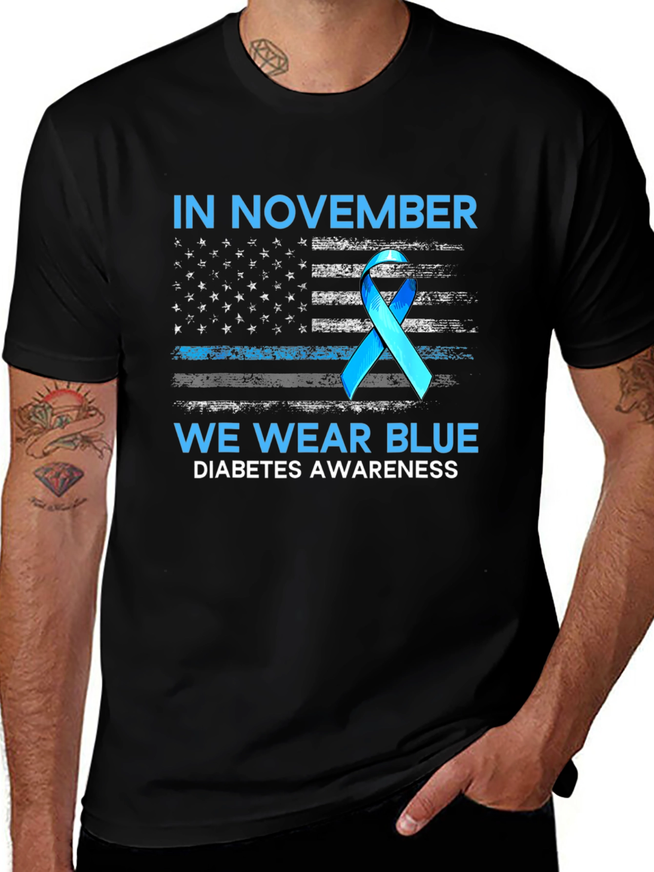 Variant 19 of November Diabetes Awareness Blue Ribbon T-Shirt