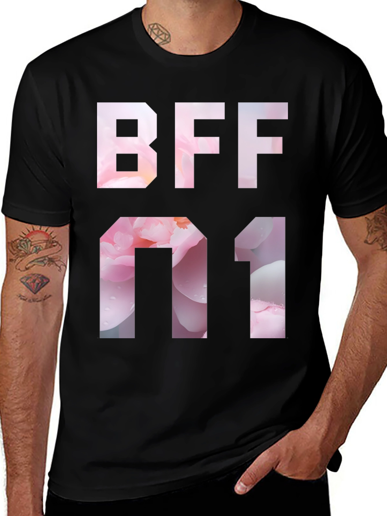 Variant 21 of BFF 01 Graphic Tee - Black Short Sleeve T-Shirt