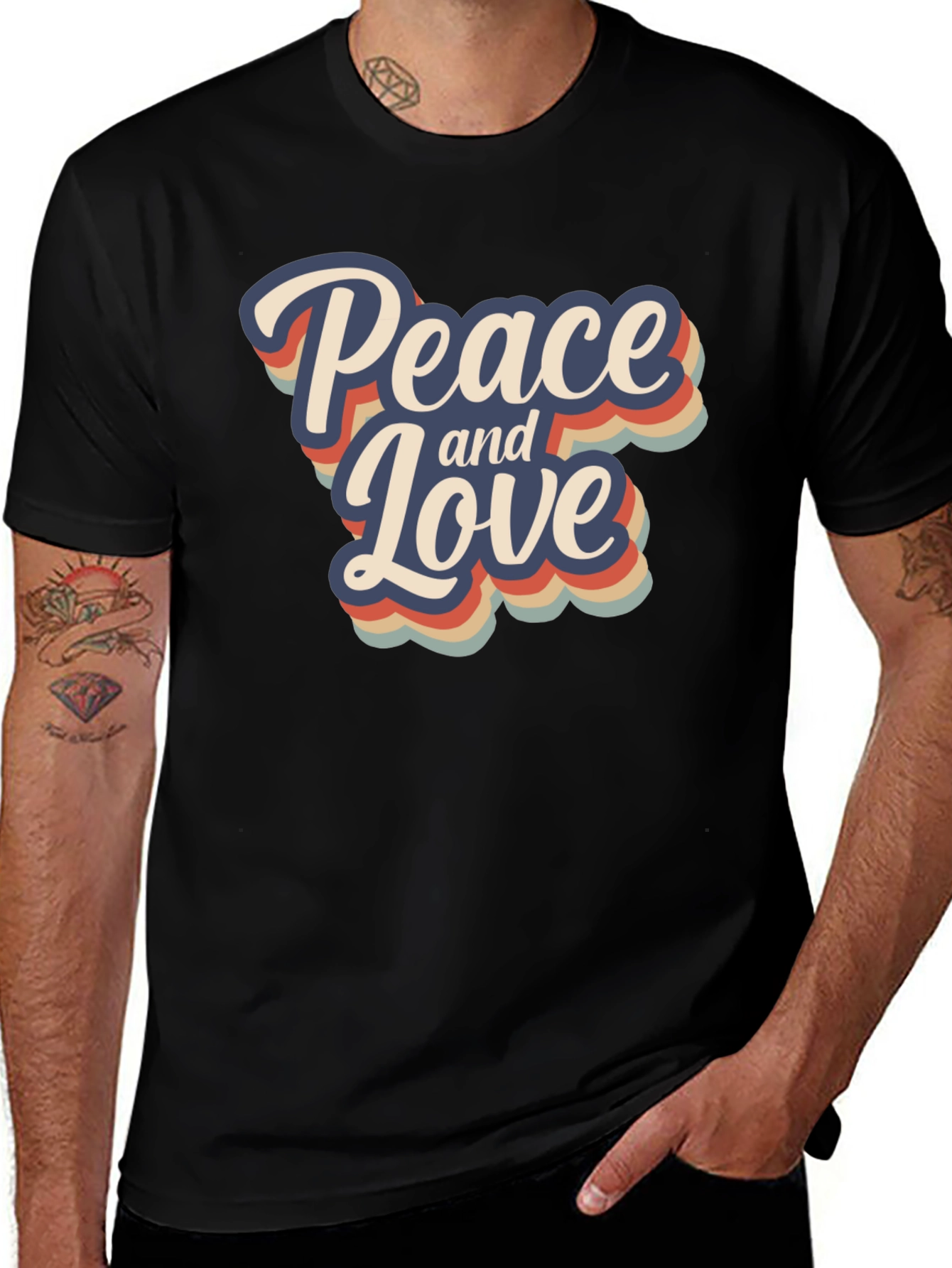 Variant 13 of Peace and Love Retro Graphic T-Shirt