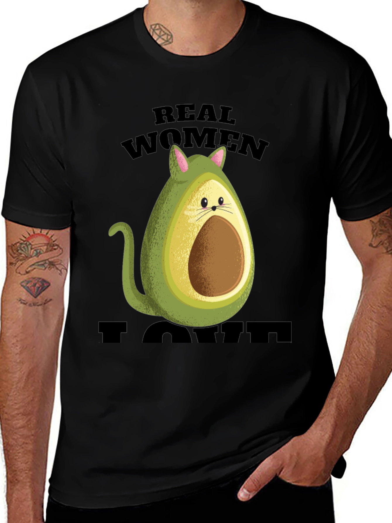 Variant 10 of Real Women I Love Avocado Cat T-Shirt