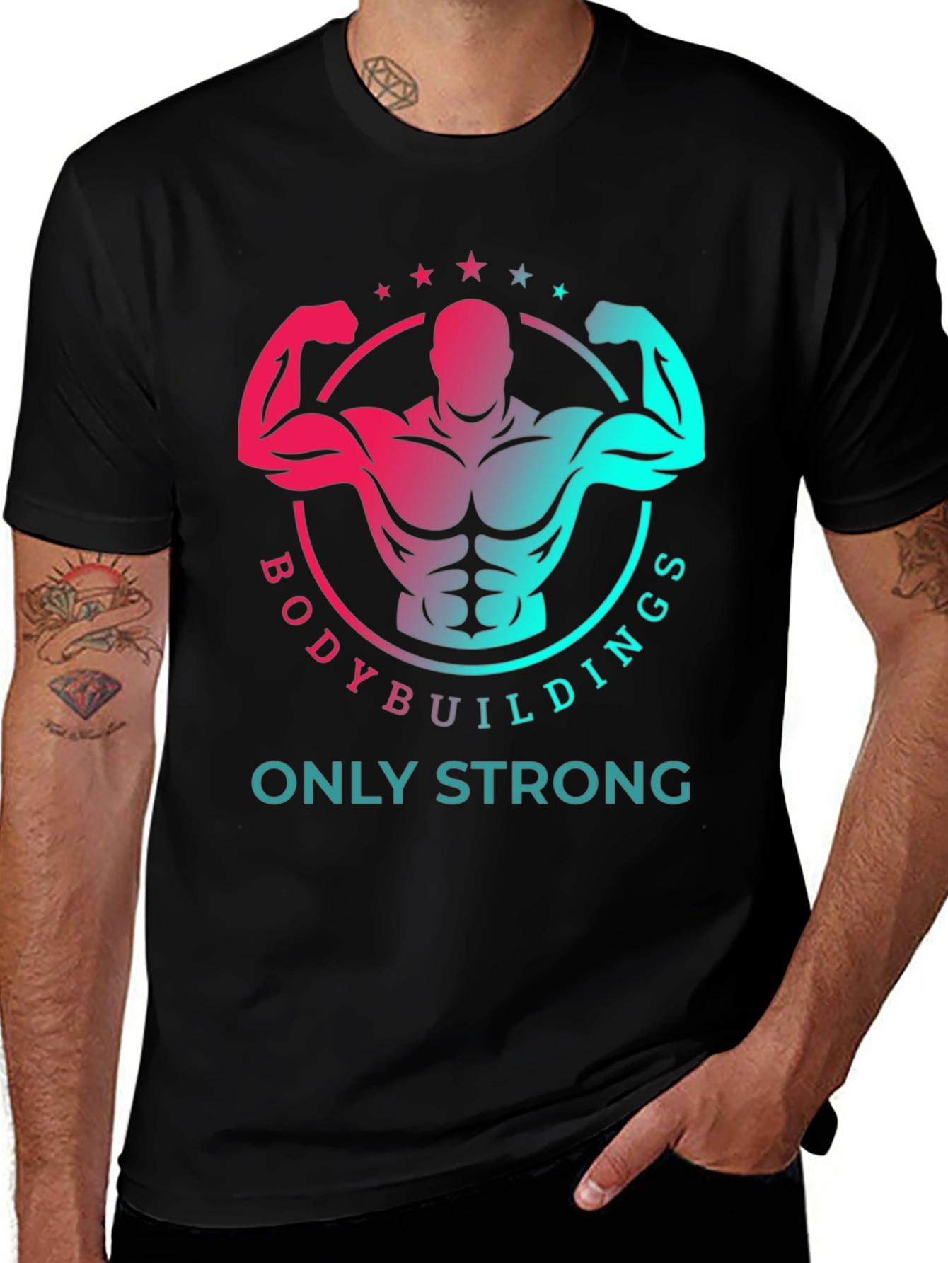 Variant 27 of Bodybuilding Strong Graphic Print T-Shirt
