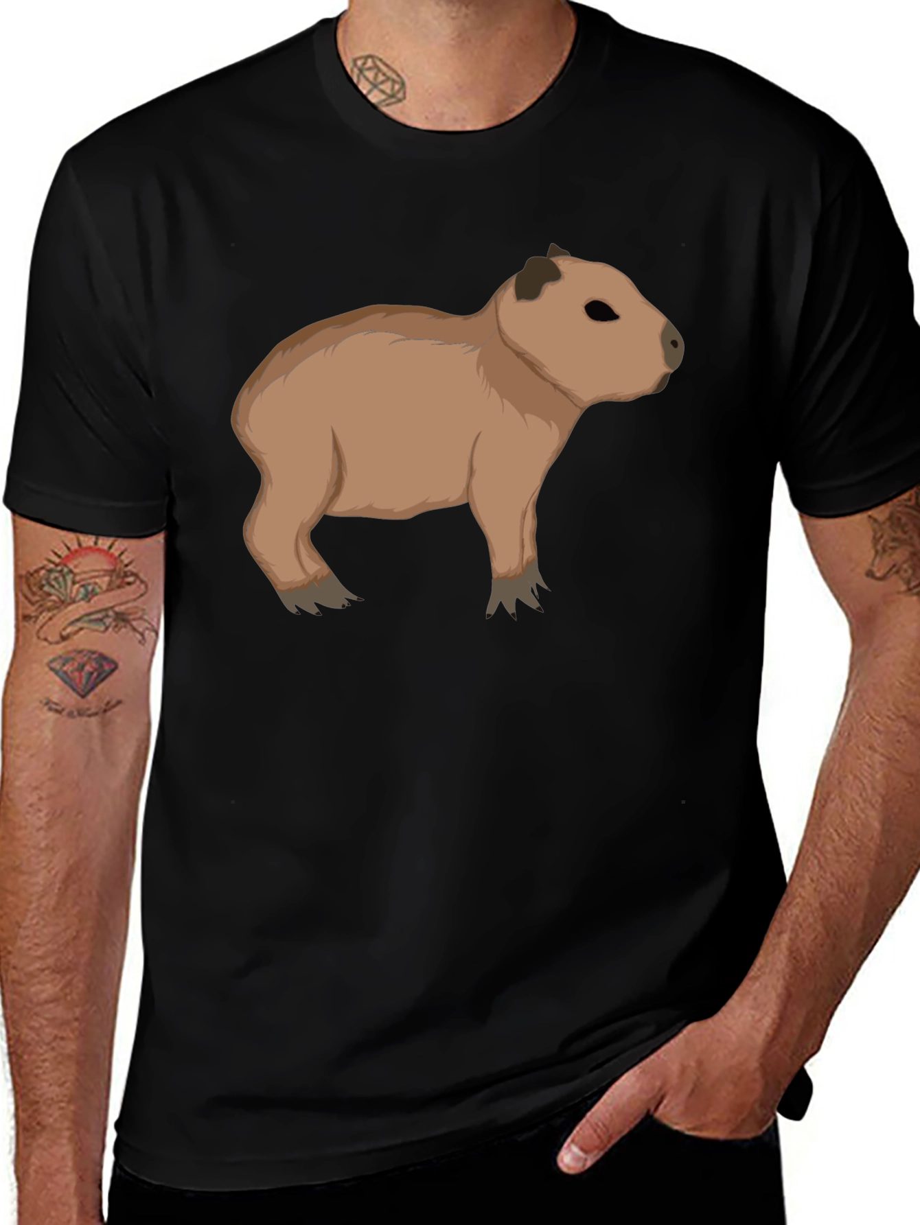 Variant 19 of Capybara Graphic Tee - Black Cotton T-Shirt