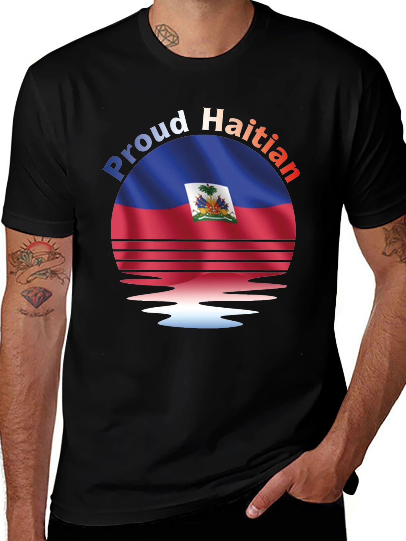 Proud Haitian Flag Graphic T-Shirt