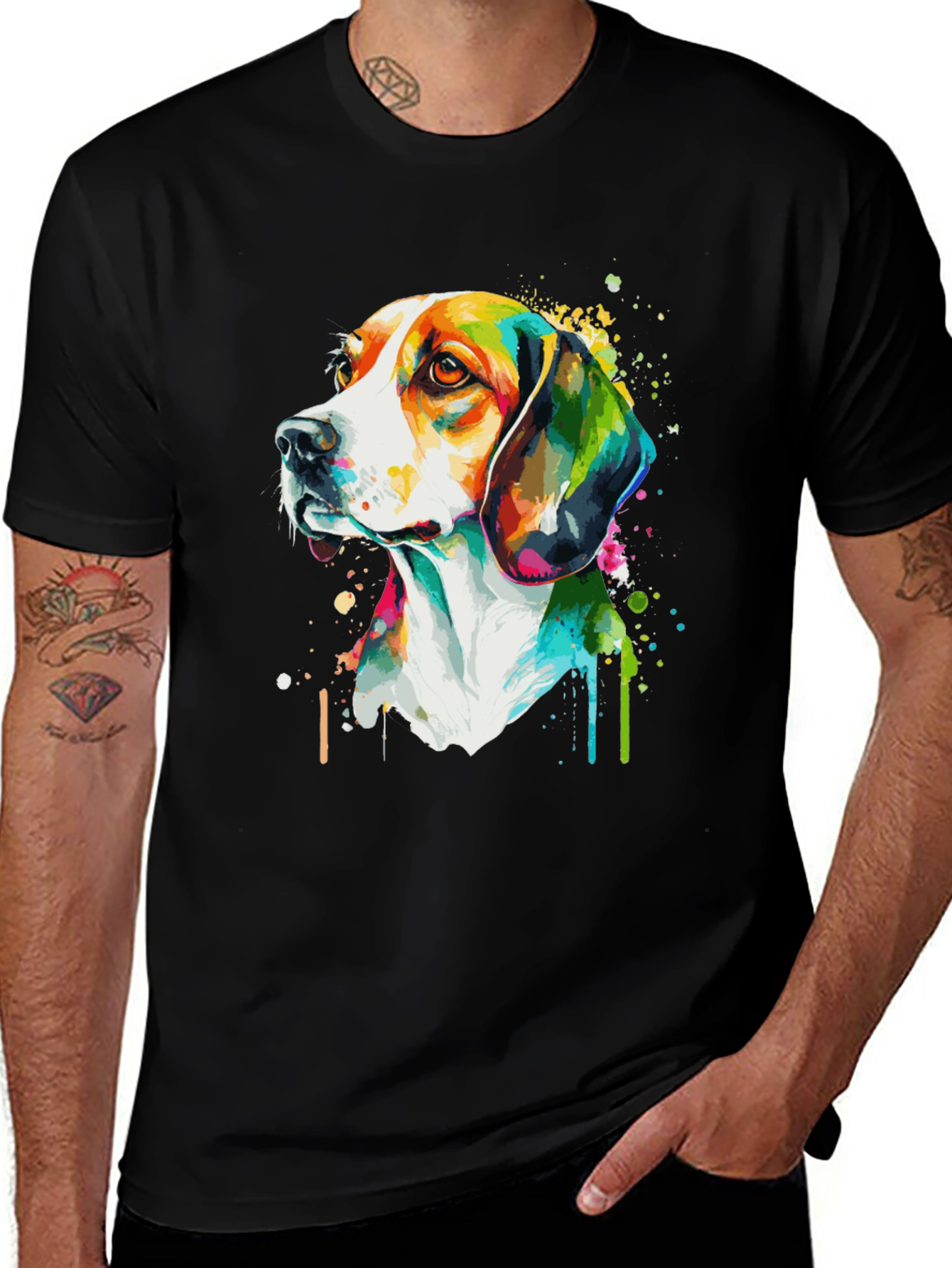 Variant 24 of Colorful Beagle Dog Graphic Tee - Artistic Animal Lover Shirt