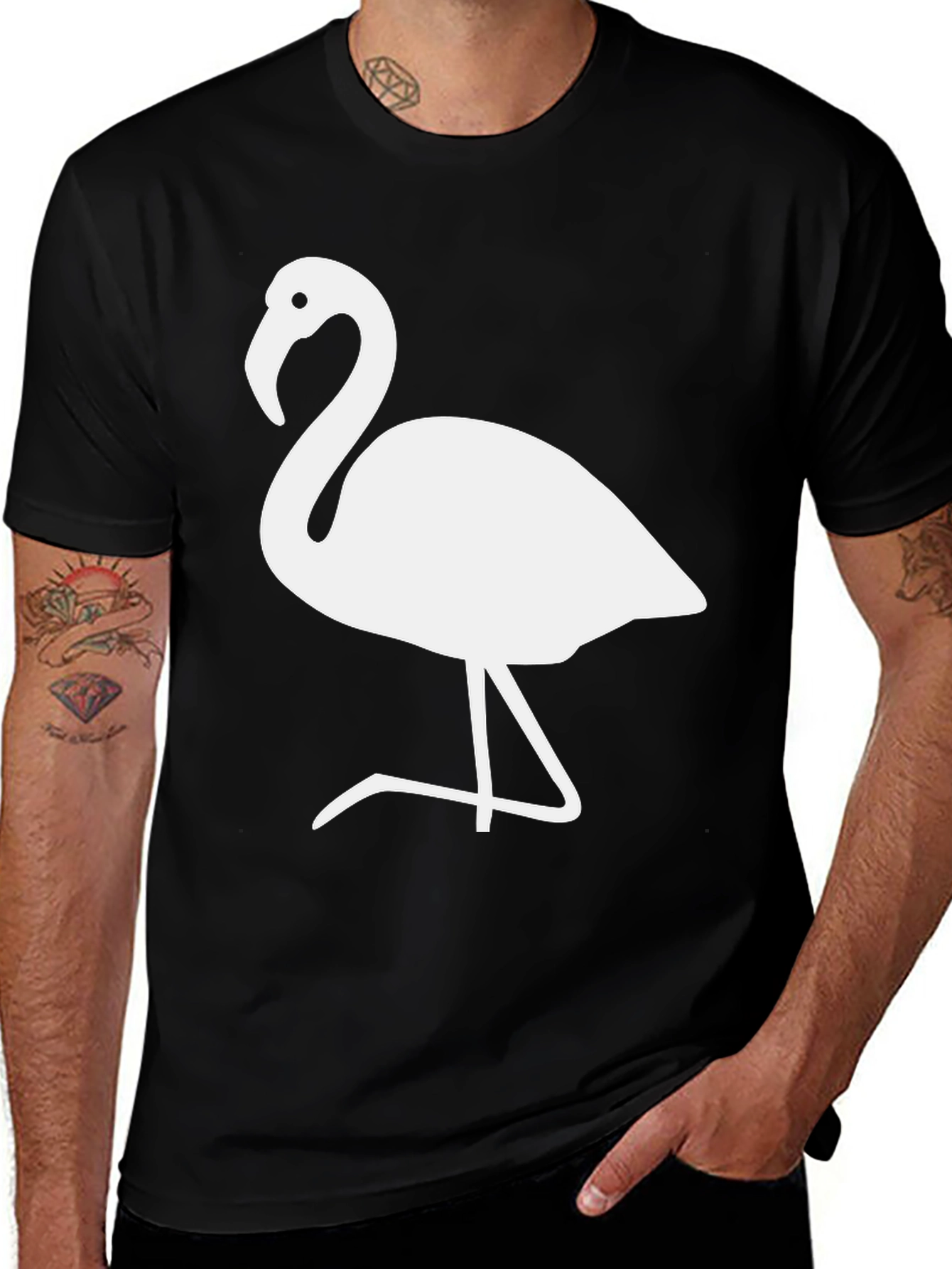 Variant 15 of Flamingo Graphic Tee - Stylish Black Cotton Blend T-Shirt