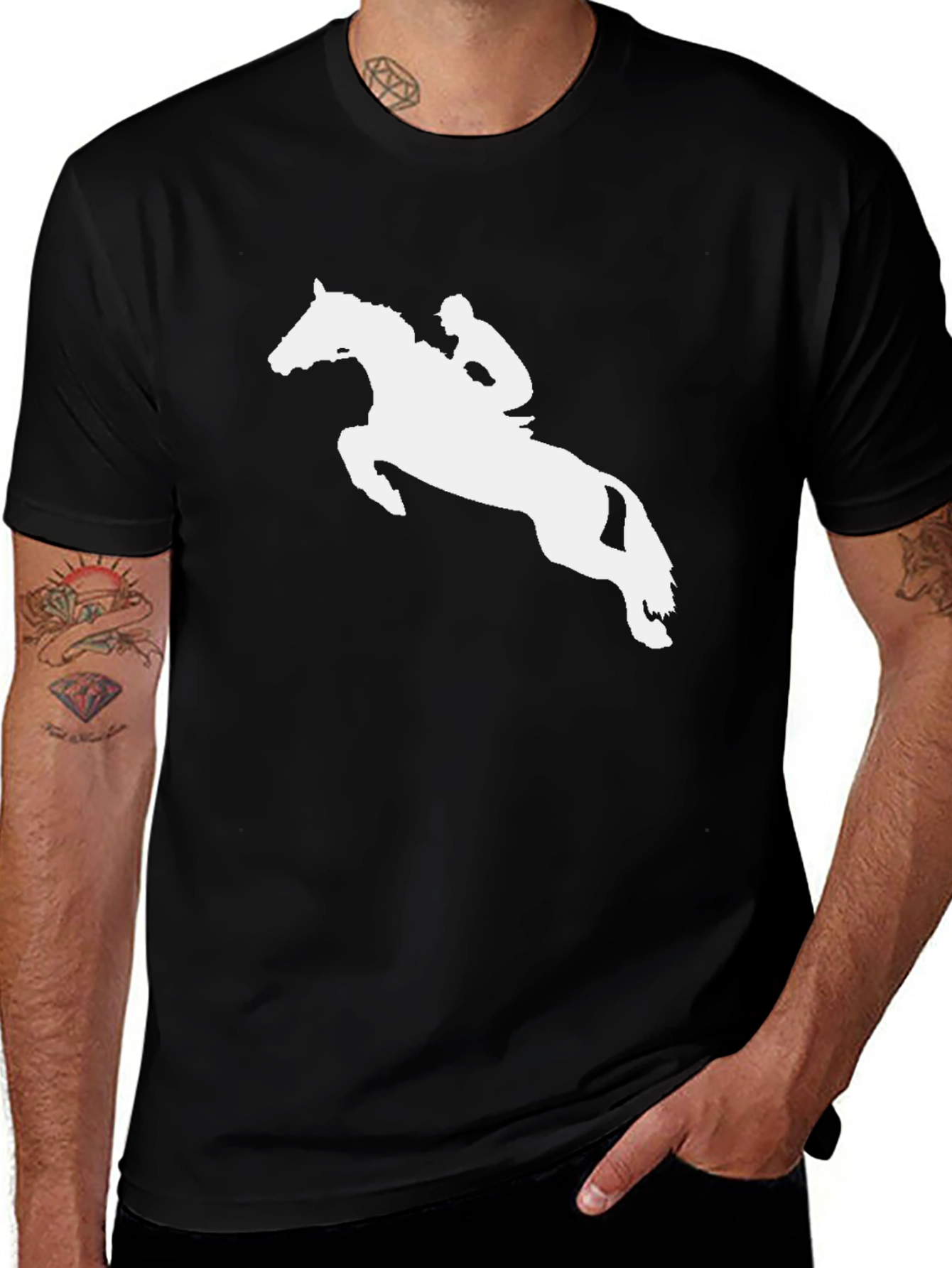 Variant 14 of Equestrian Horse Jumping T-Shirt - Black