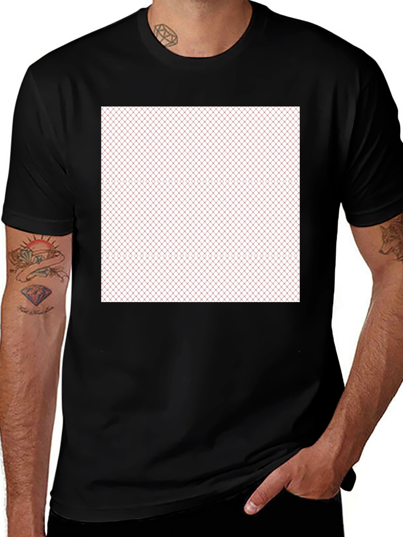Variant 17 of Modern Geometric Pattern Tee - Classic Black Cotton Comfort