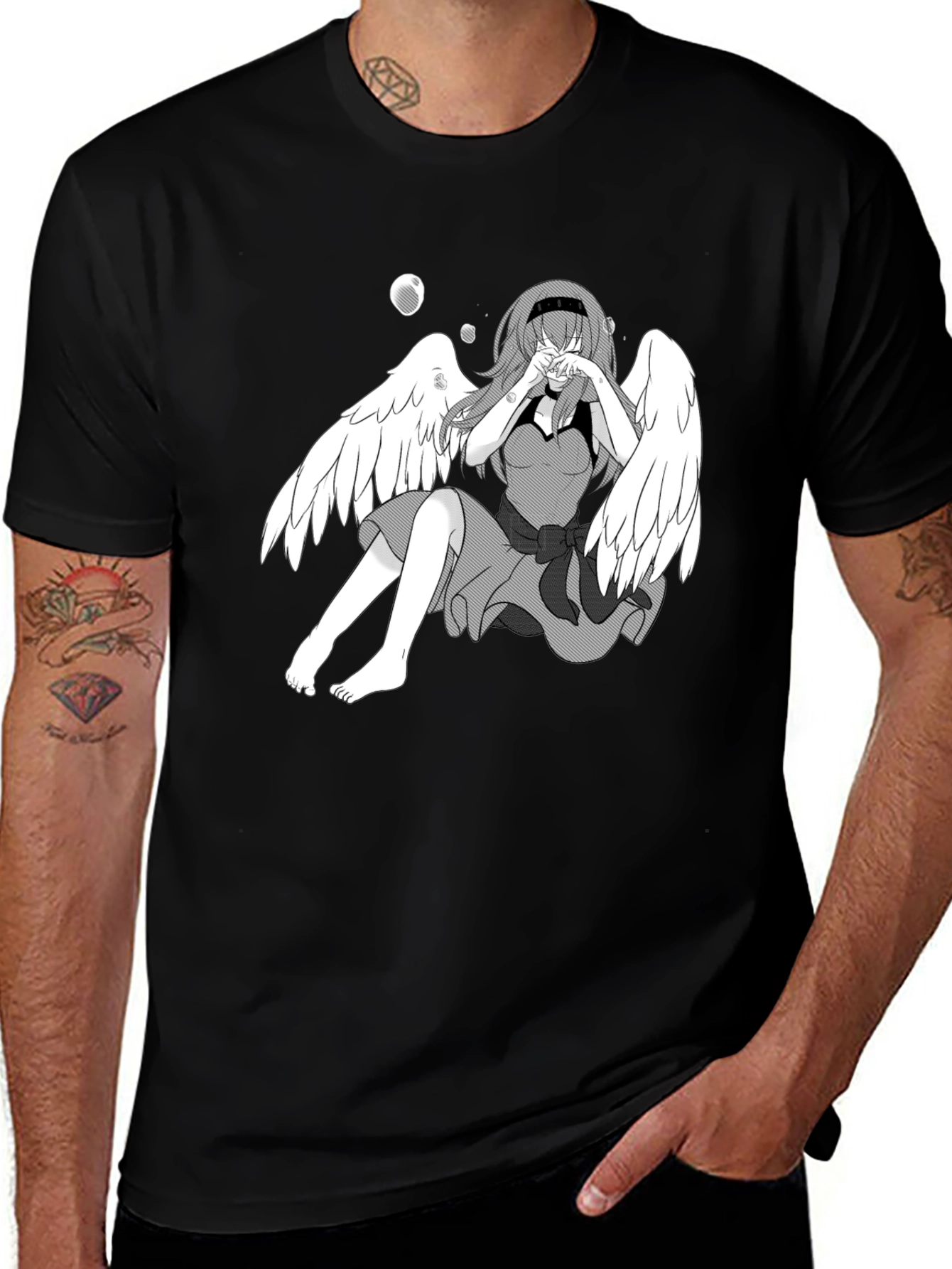Variant 15 of Anime Angel Graphic Tee - Stylish Black T-Shirt
