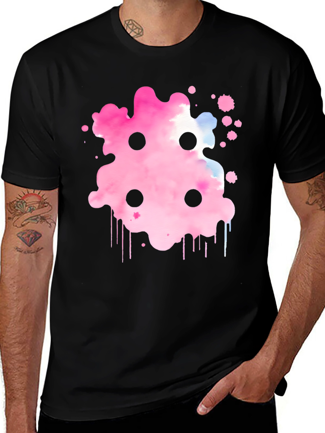 Variant 26 of Abstract Pink Ink Splatter T-Shirt
