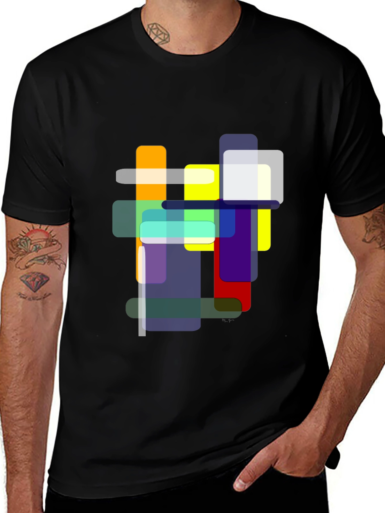 Variant 25 of Abstract Geometric Black T-Shirt