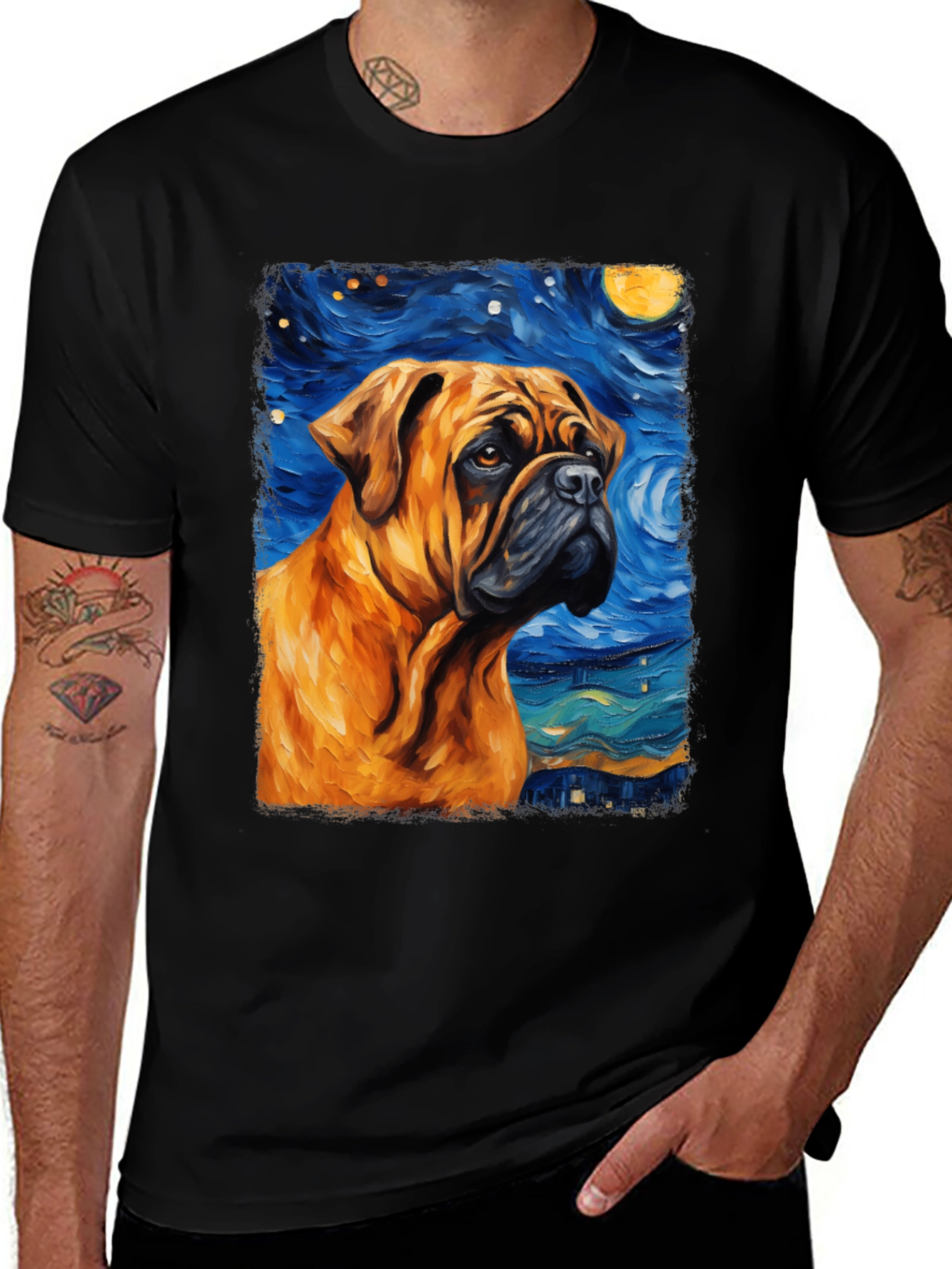 Variant 9 of Starry Night Bulldog T-Shirt