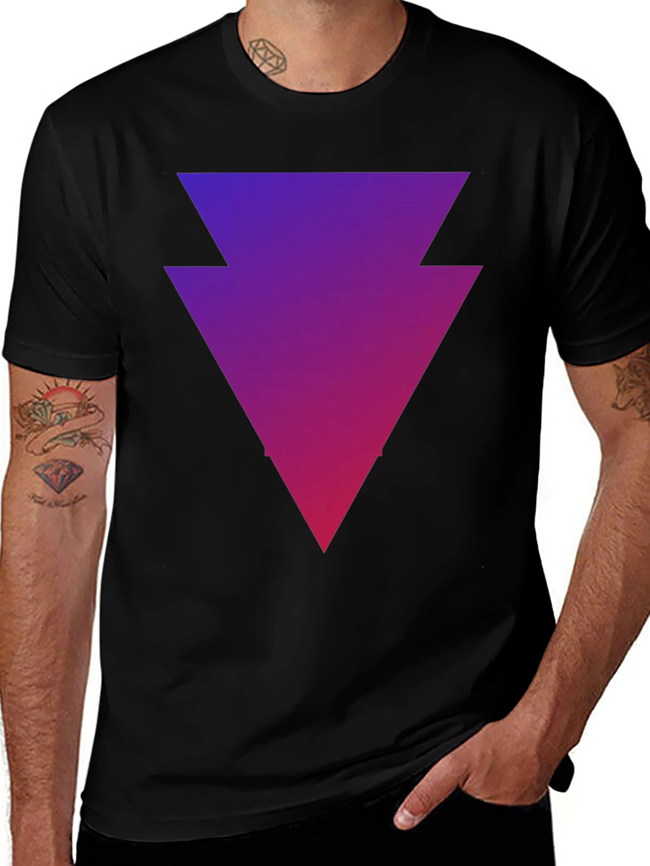 Variant 20 of Gradient Double Arrow Graphic Tee - Modern Casual Wear