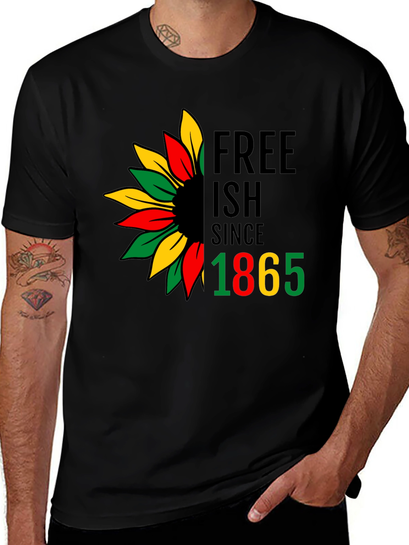 Variant 7 of Free-ish Since 1865 Black Pride T-Shirt