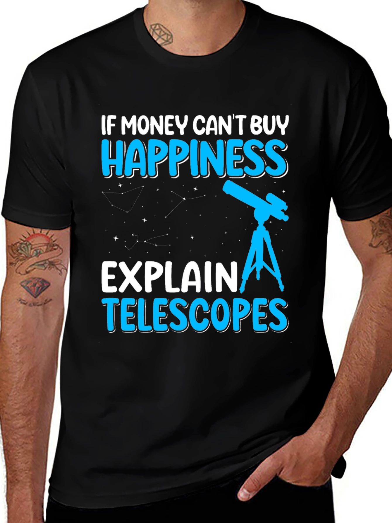Variant 15 of Happiness Telescopes Graphic Tee - Astronomy Lover