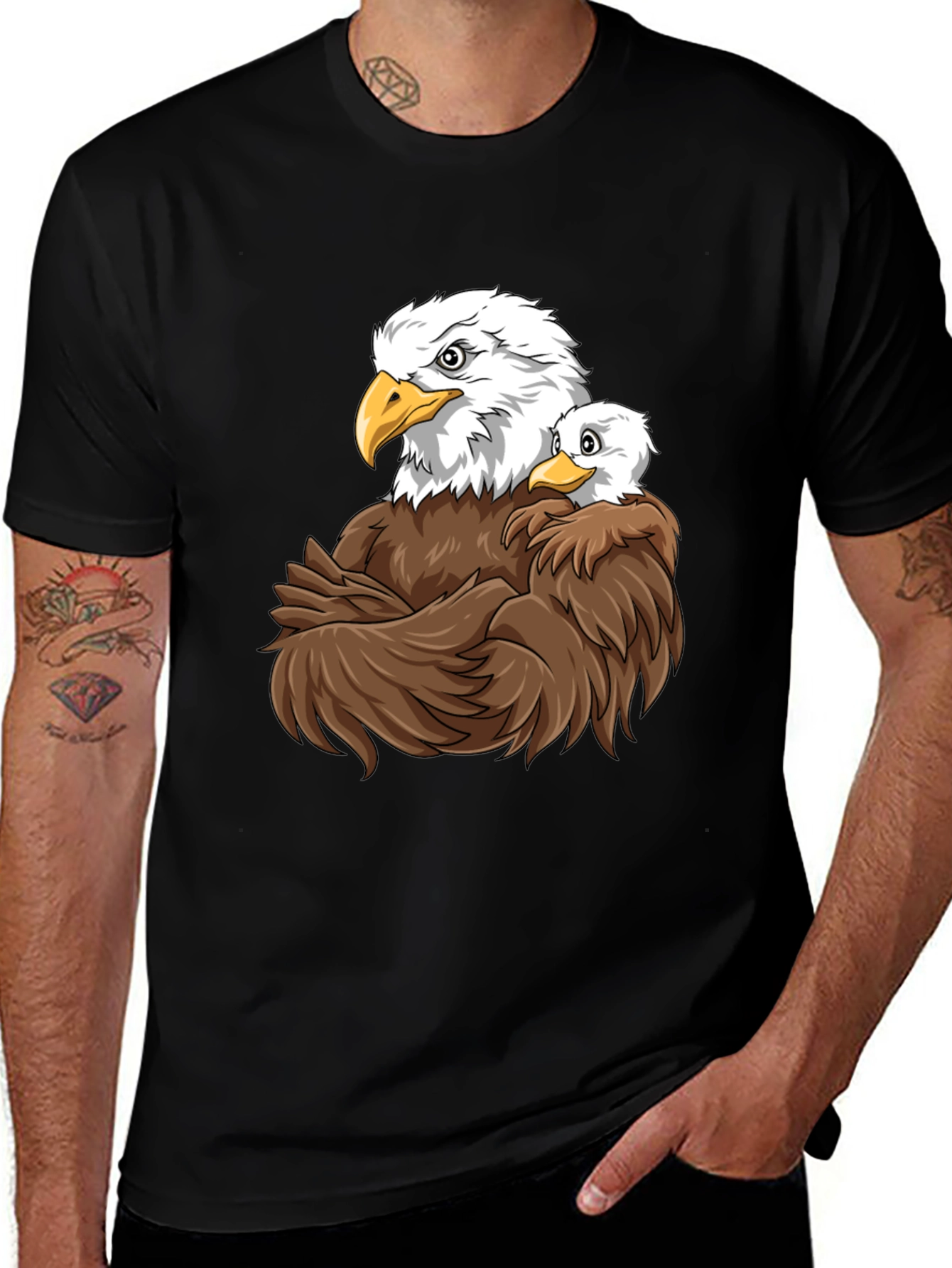 Variant 23 of Eagle & Cub Graphic Tee - Soft Black Cotton