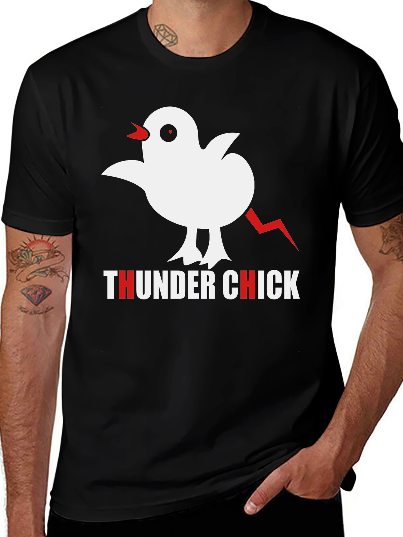 Thunder Chick Graphic T-Shirt, Quirky Bird Tee