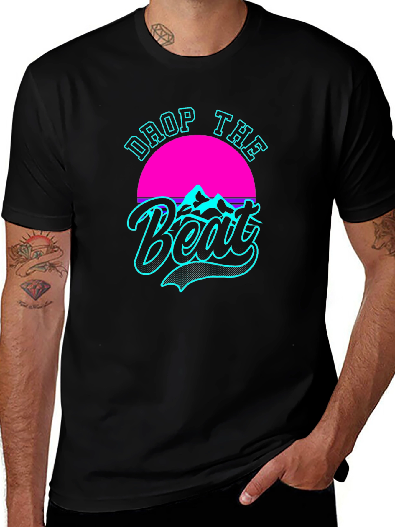 Variant 10 of Retro Drop The Beat Black T-Shirt