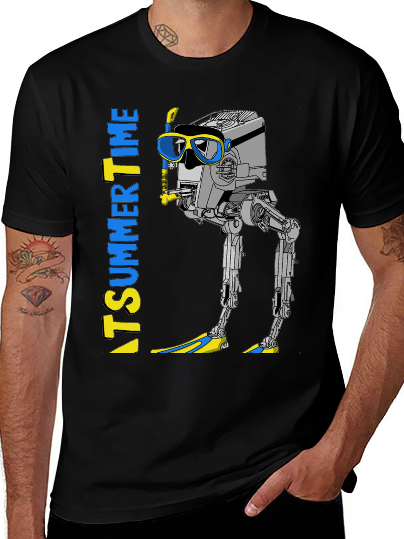 Variant 25 of Summer Time Robot T-Shirt