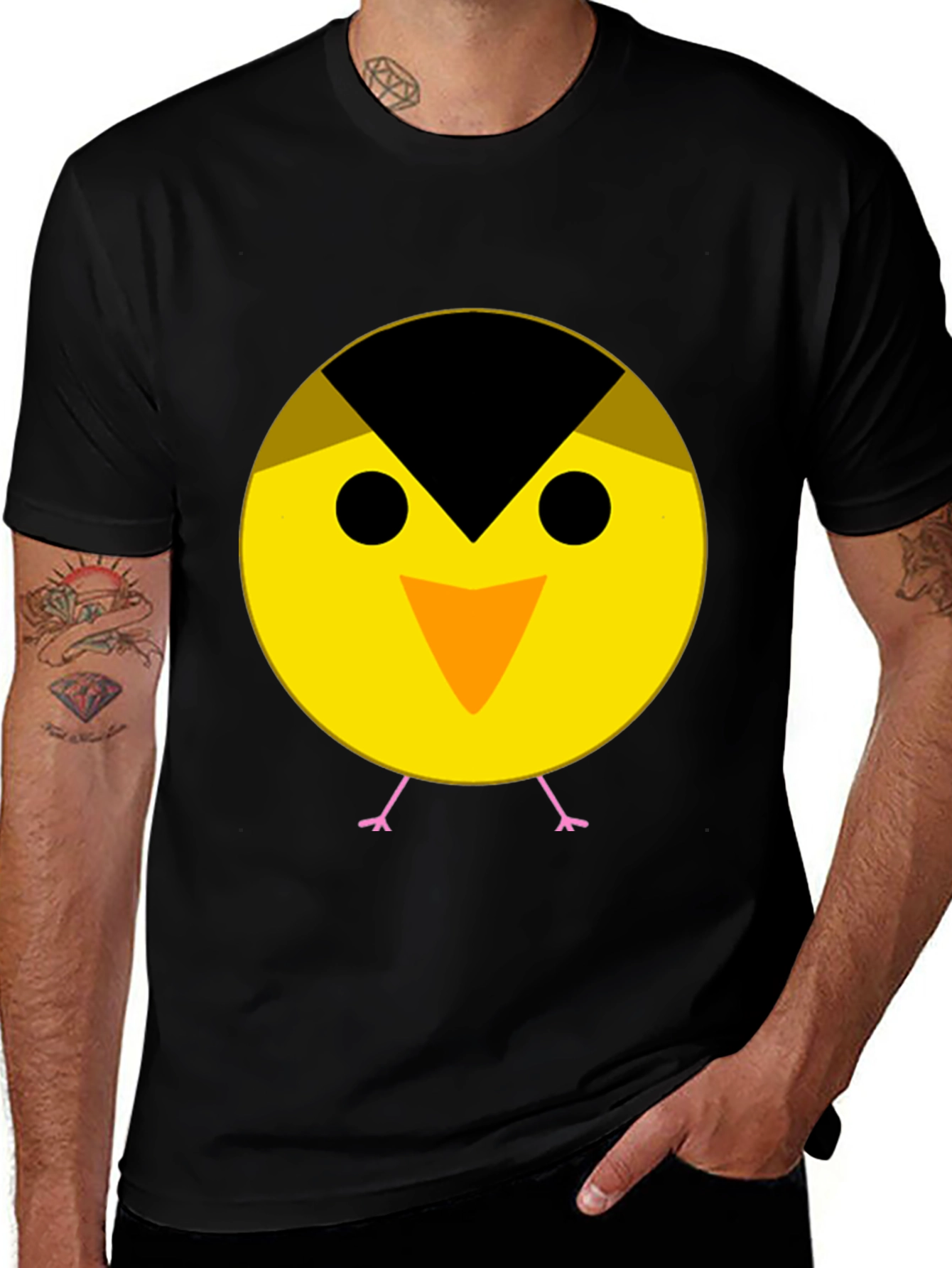Variant 13 of Cute Bird Graphic Tee - Black