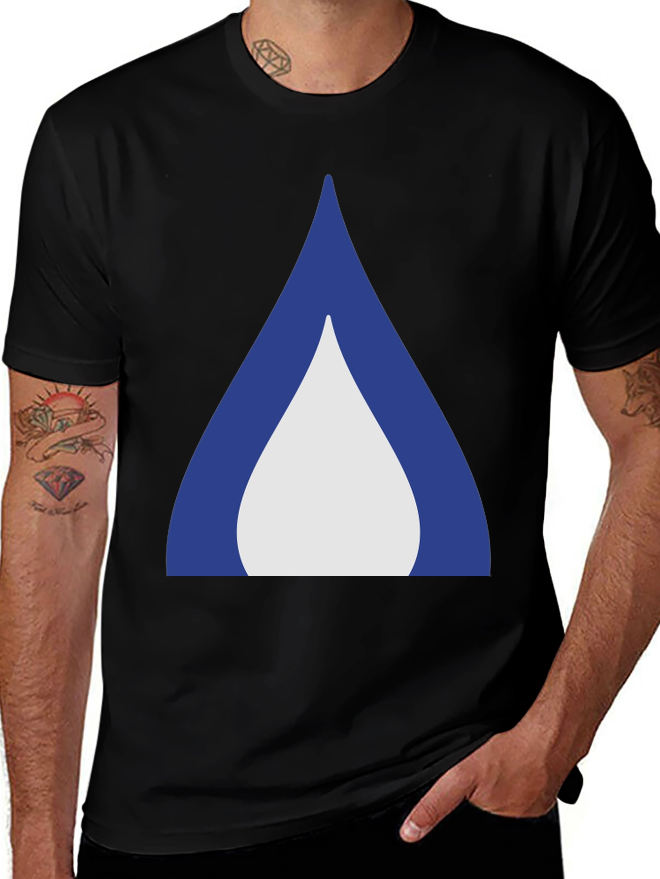 Variant 23 of Blue Flame Graphic Black T-Shirt