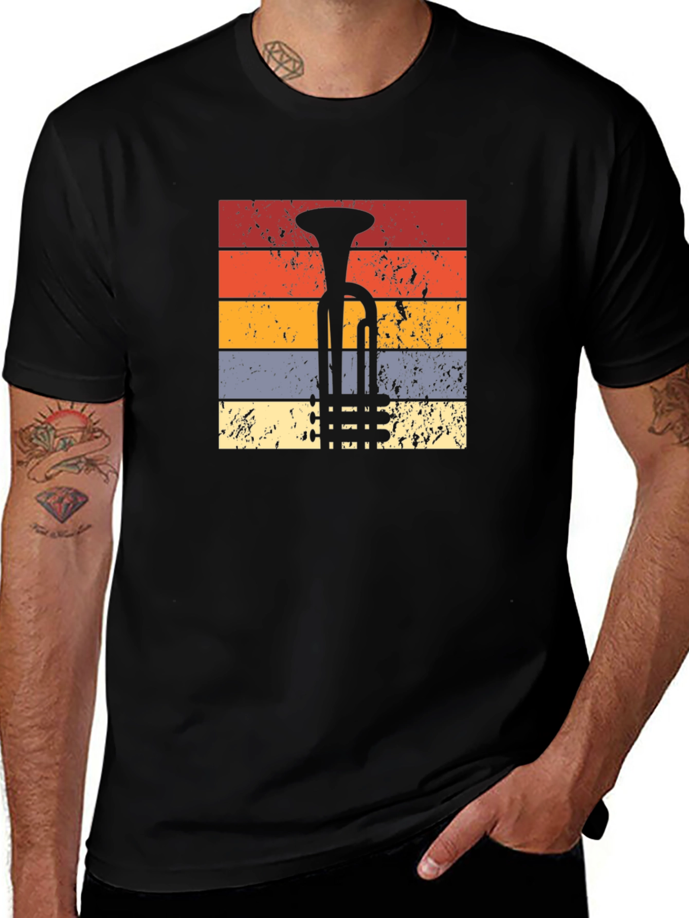 Variant 17 of Retro Trumpet Graphic Tee - Vintage Music Lover T-Shirt