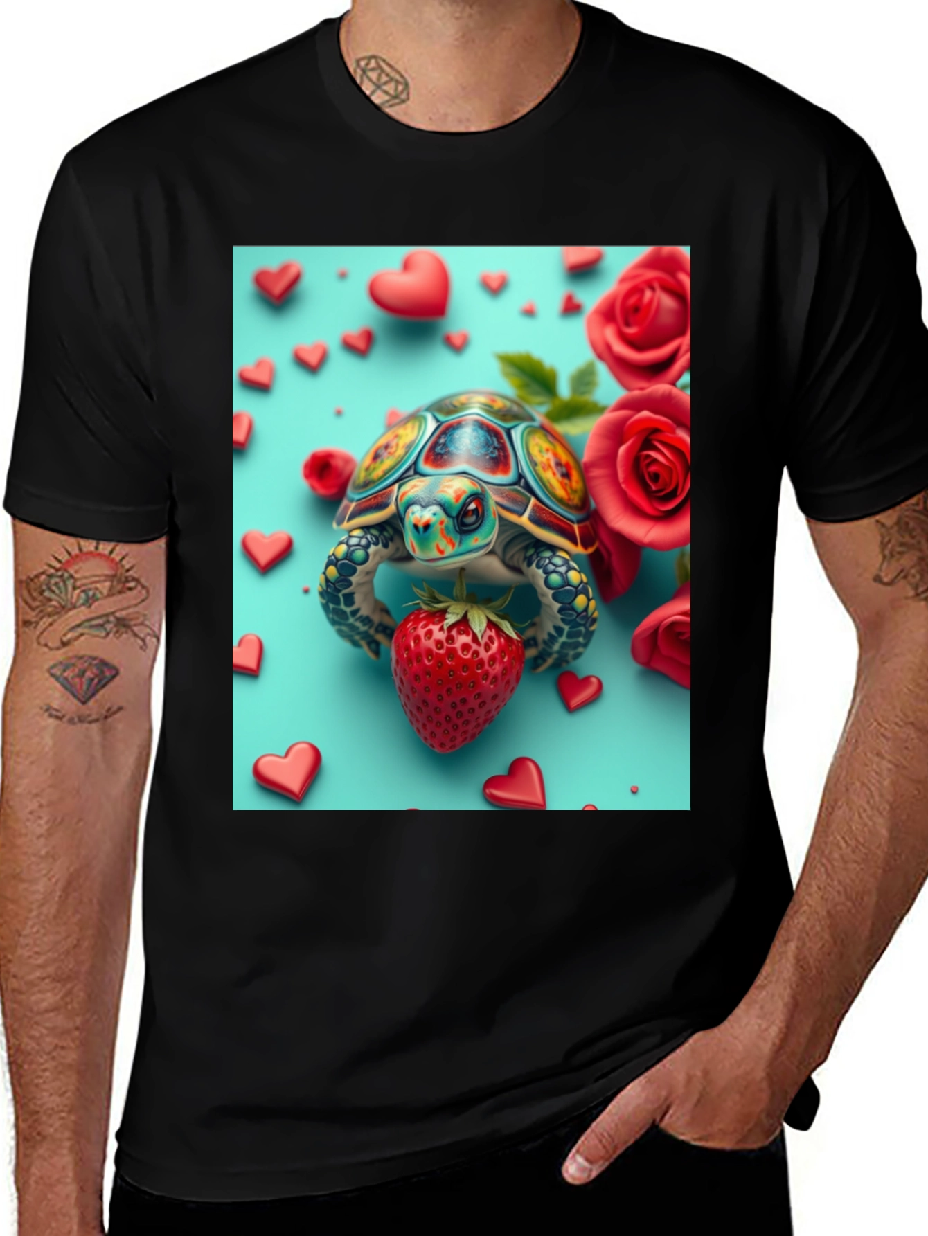 Variant 26 of Turtle Strawberry Love Graphic Tee