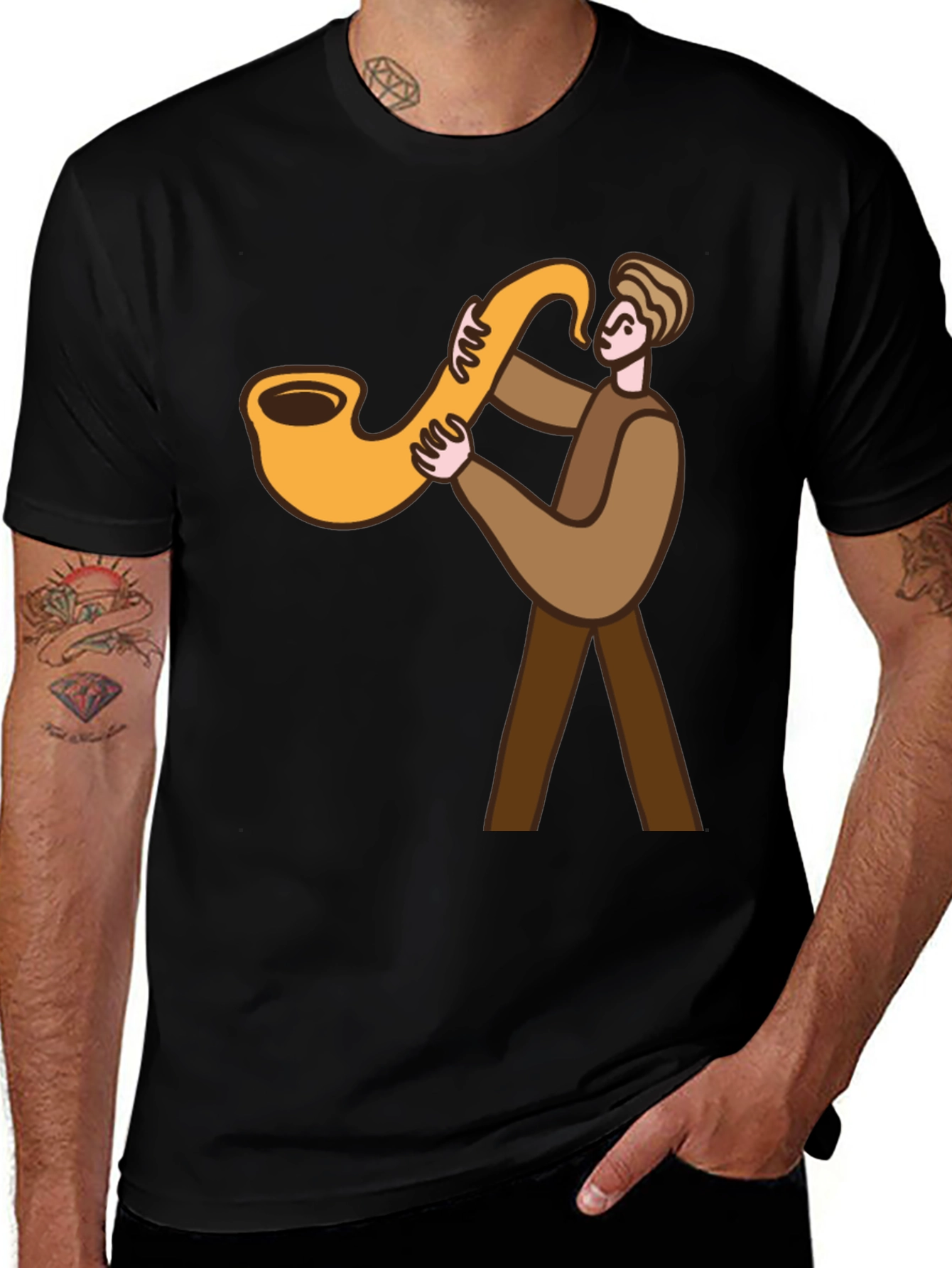 Saxophone Player Graphic Tee - Musical Design
