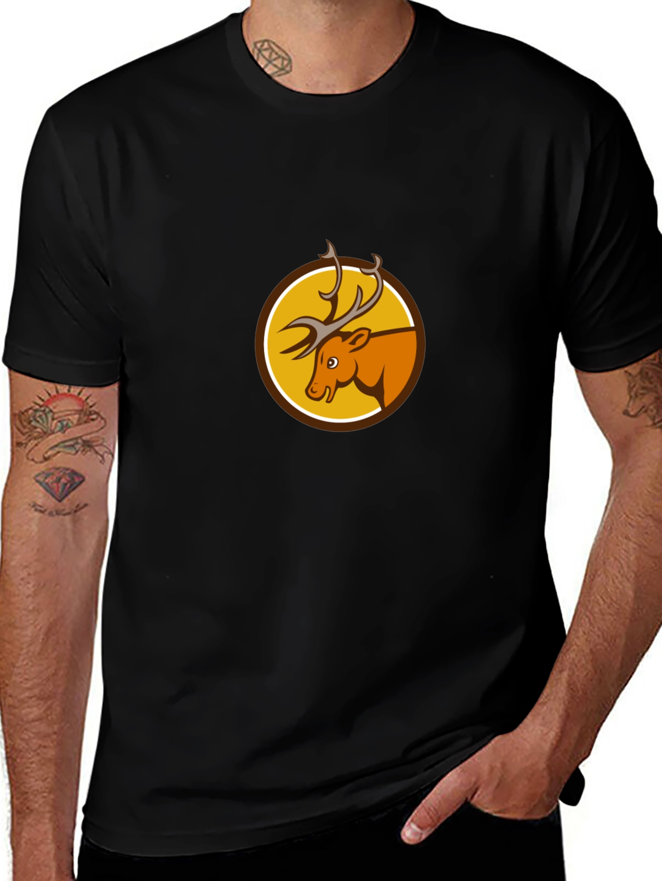 Variant 23 of Deer Emblem Black T-Shirt