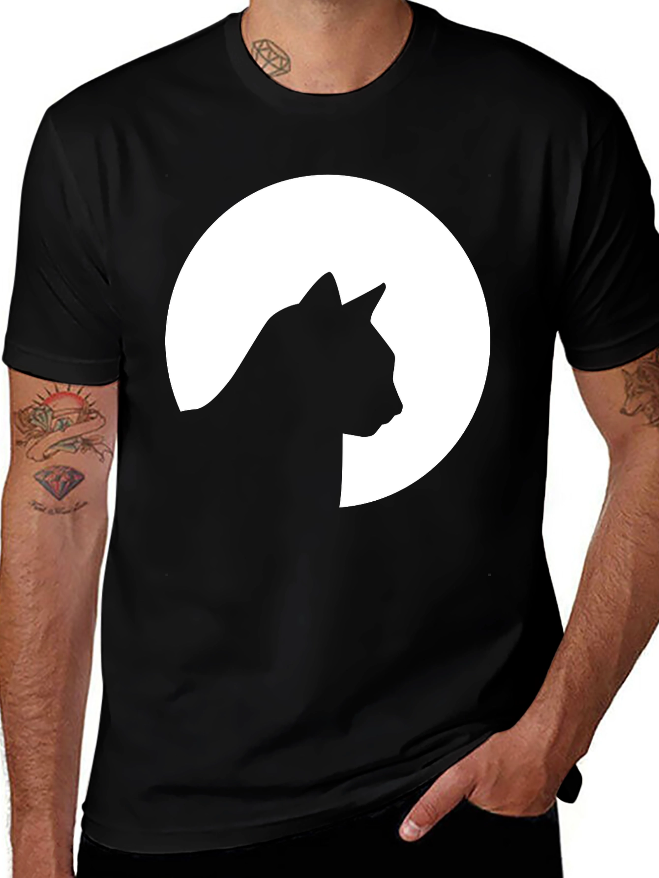 Variant 13 of Cat Silhouette Moon Graphic T-Shirt - Unisex