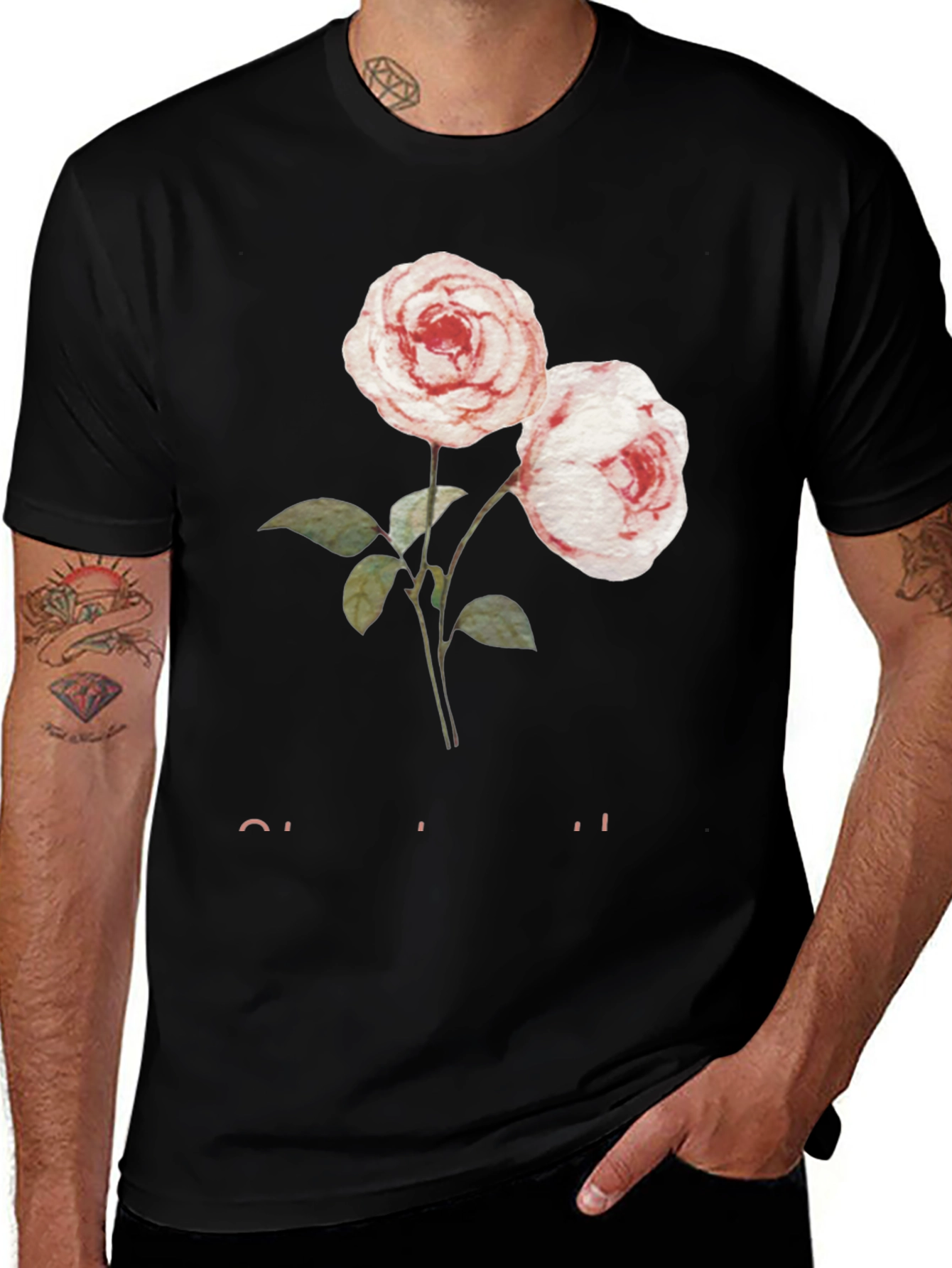 Variant 8 of Floral Graphic Black T-Shirt