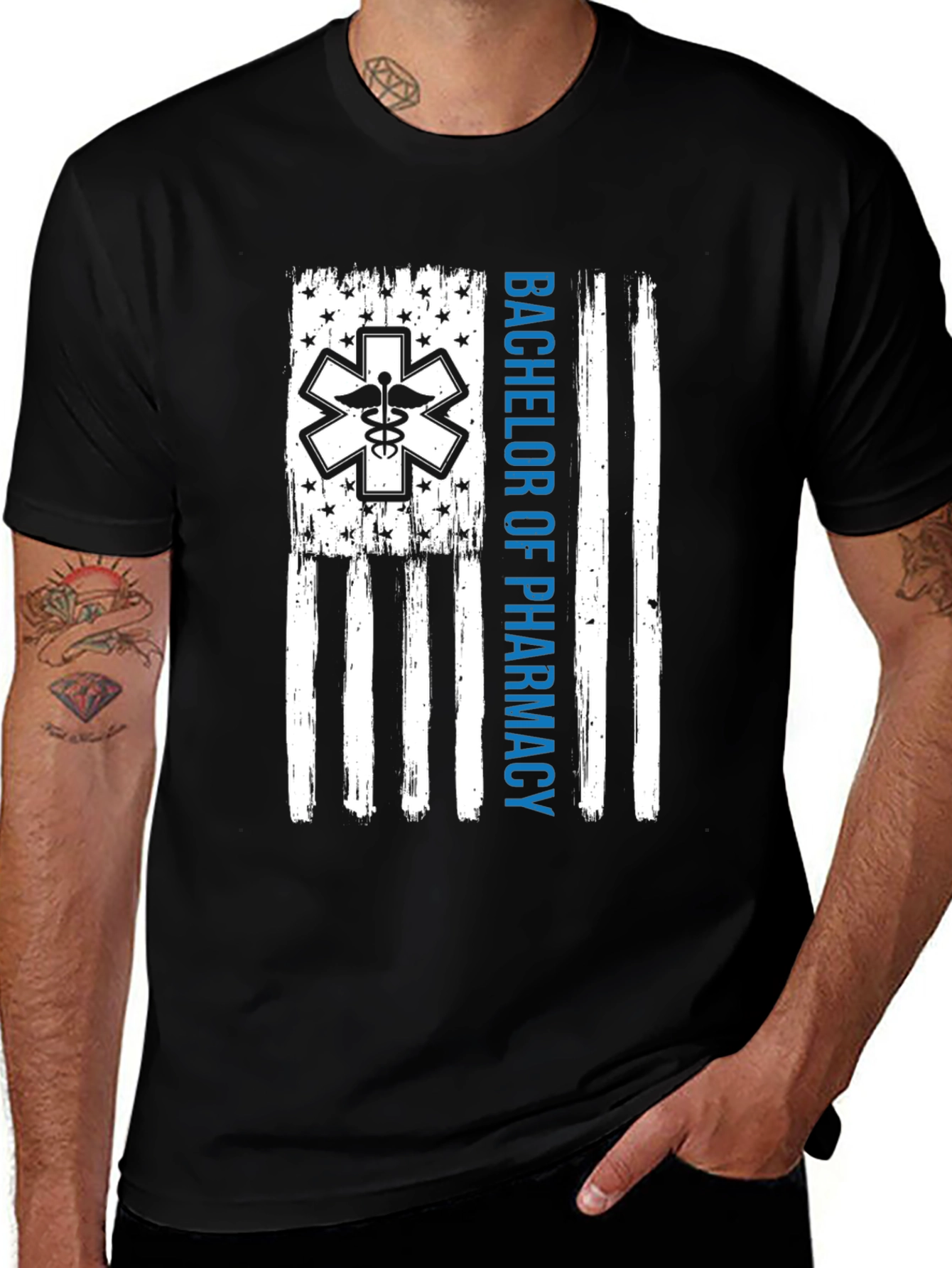 Bachelor of Pharmacy American Flag T-Shirt