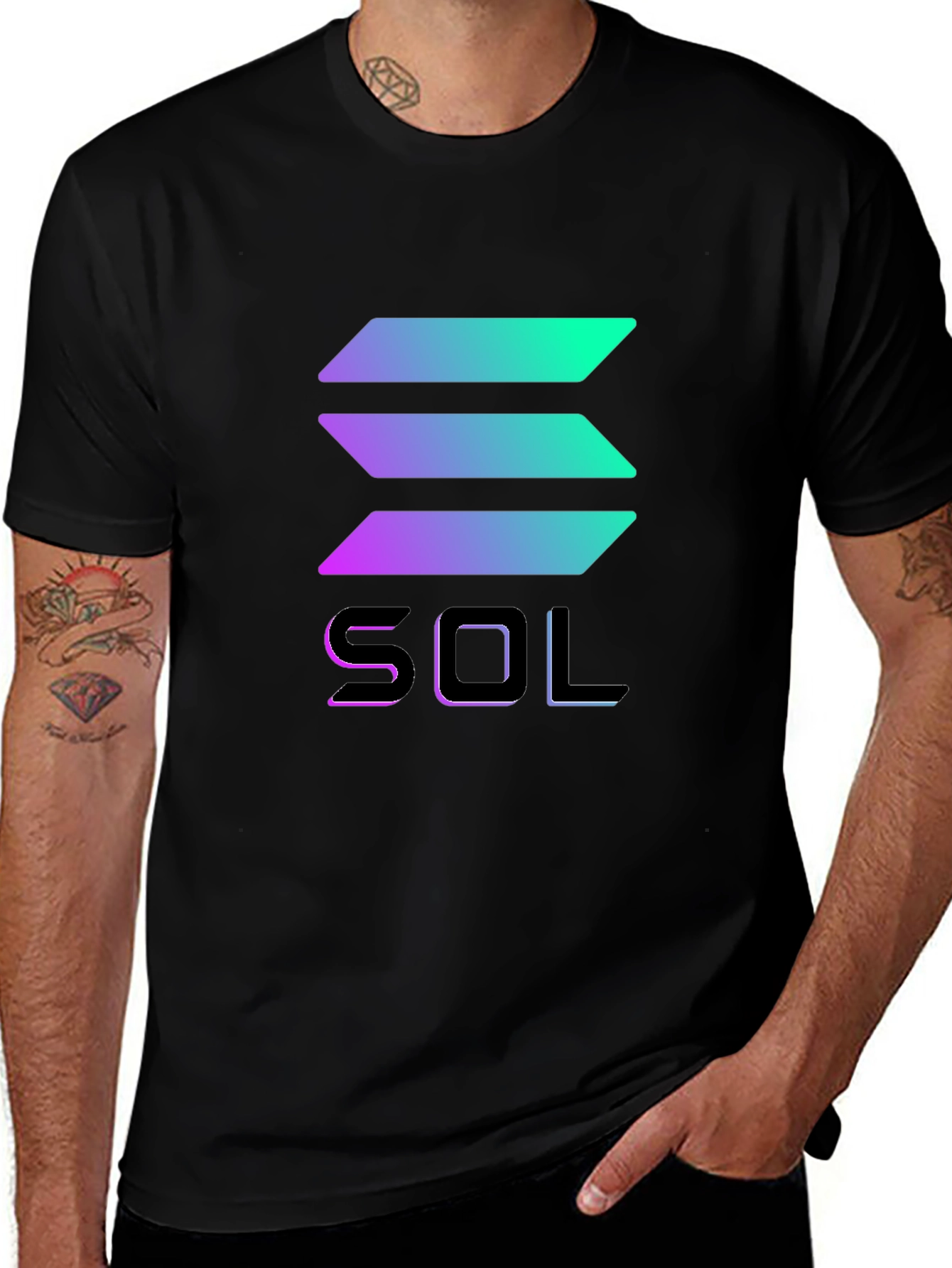 Solana Crypto T-Shirt - Gradient Logo - Black Tee