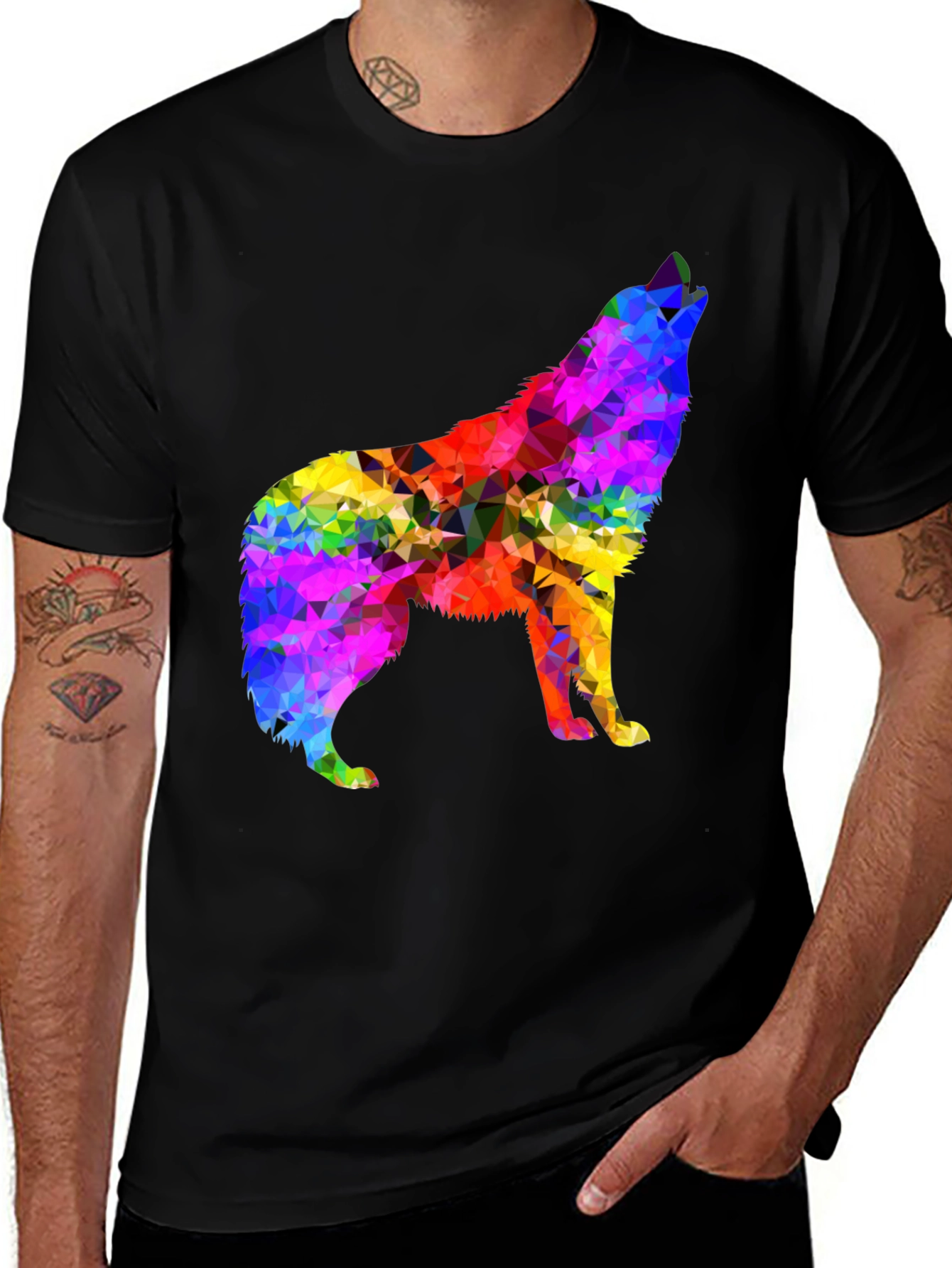 Variant 8 of Colorful Geometric Wolf T-Shirt - Unisex