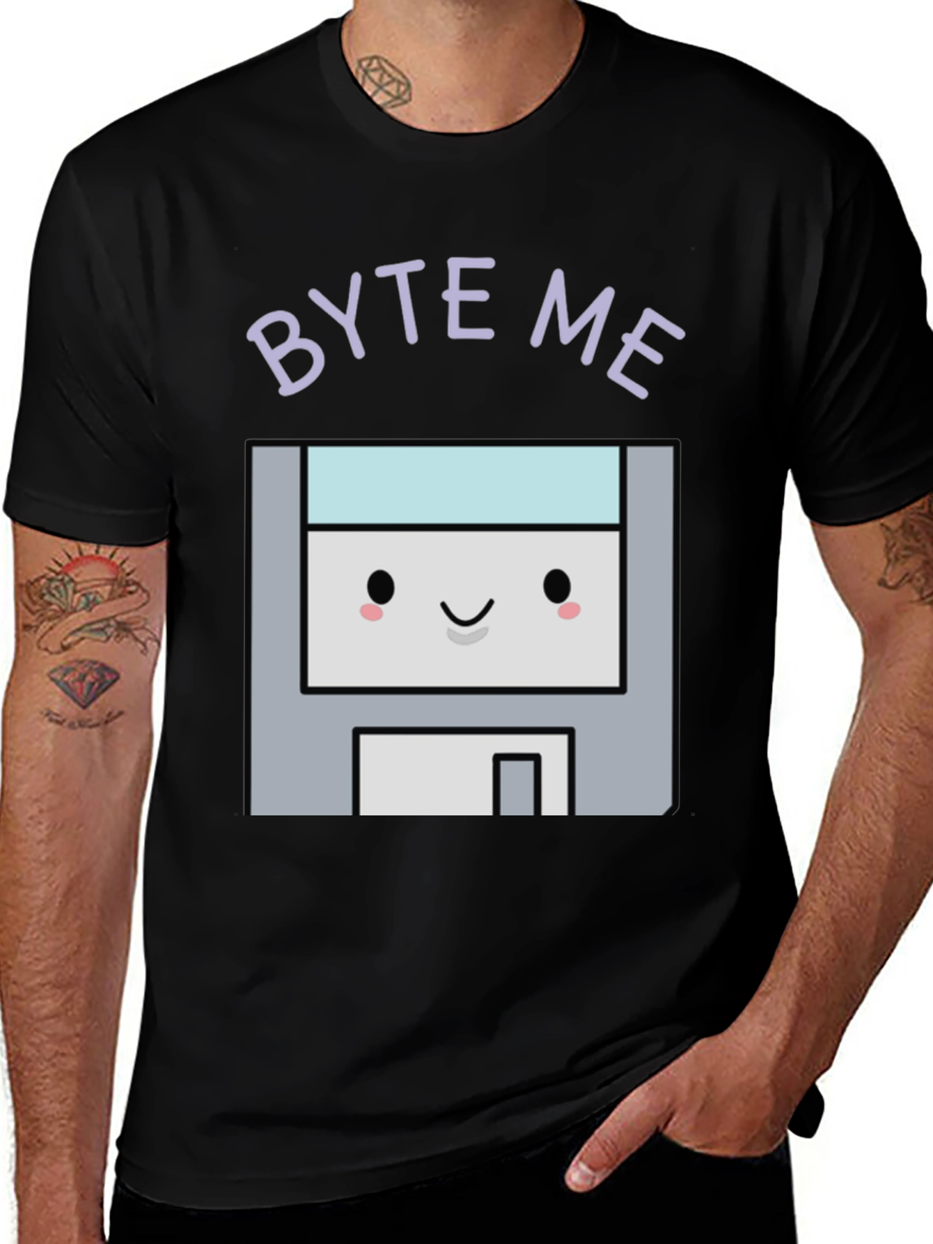 Variant 11 of Byte Me Floppy Disk Black T-Shirt