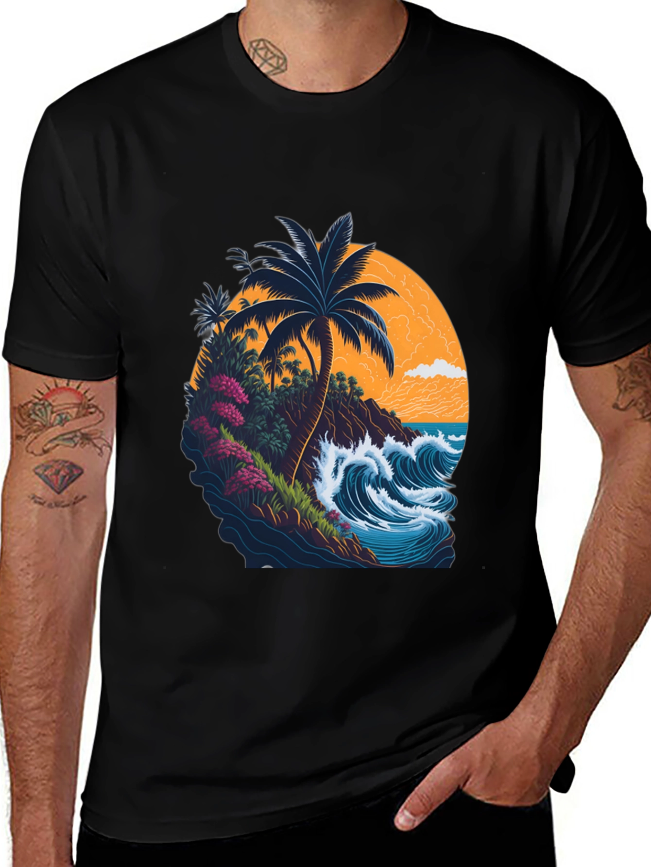 Variant 20 of Island Wave Men's Black Graphic Tee