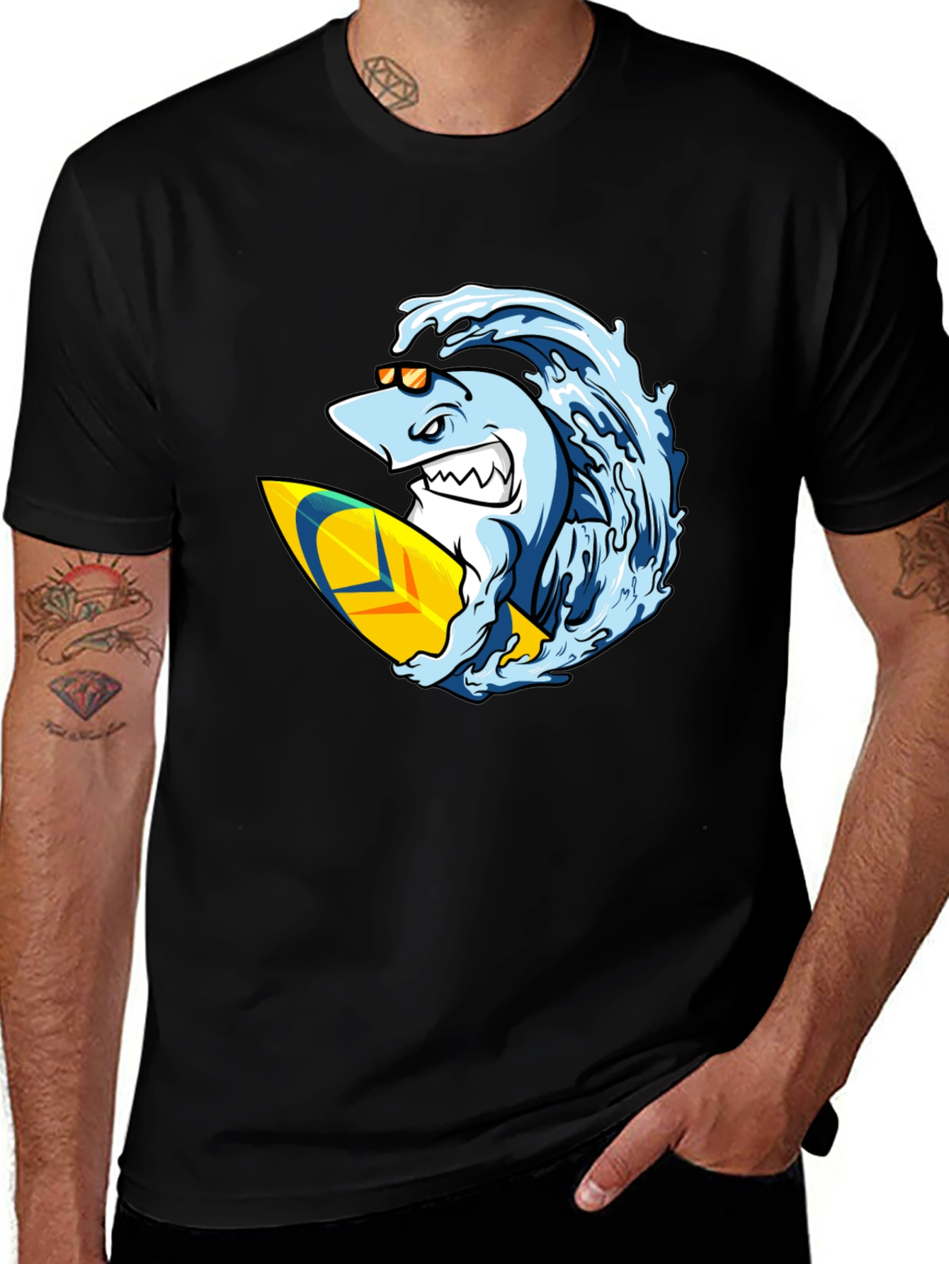 Variant 11 of Surfing Shark T-Shirt - Catch the Wave!