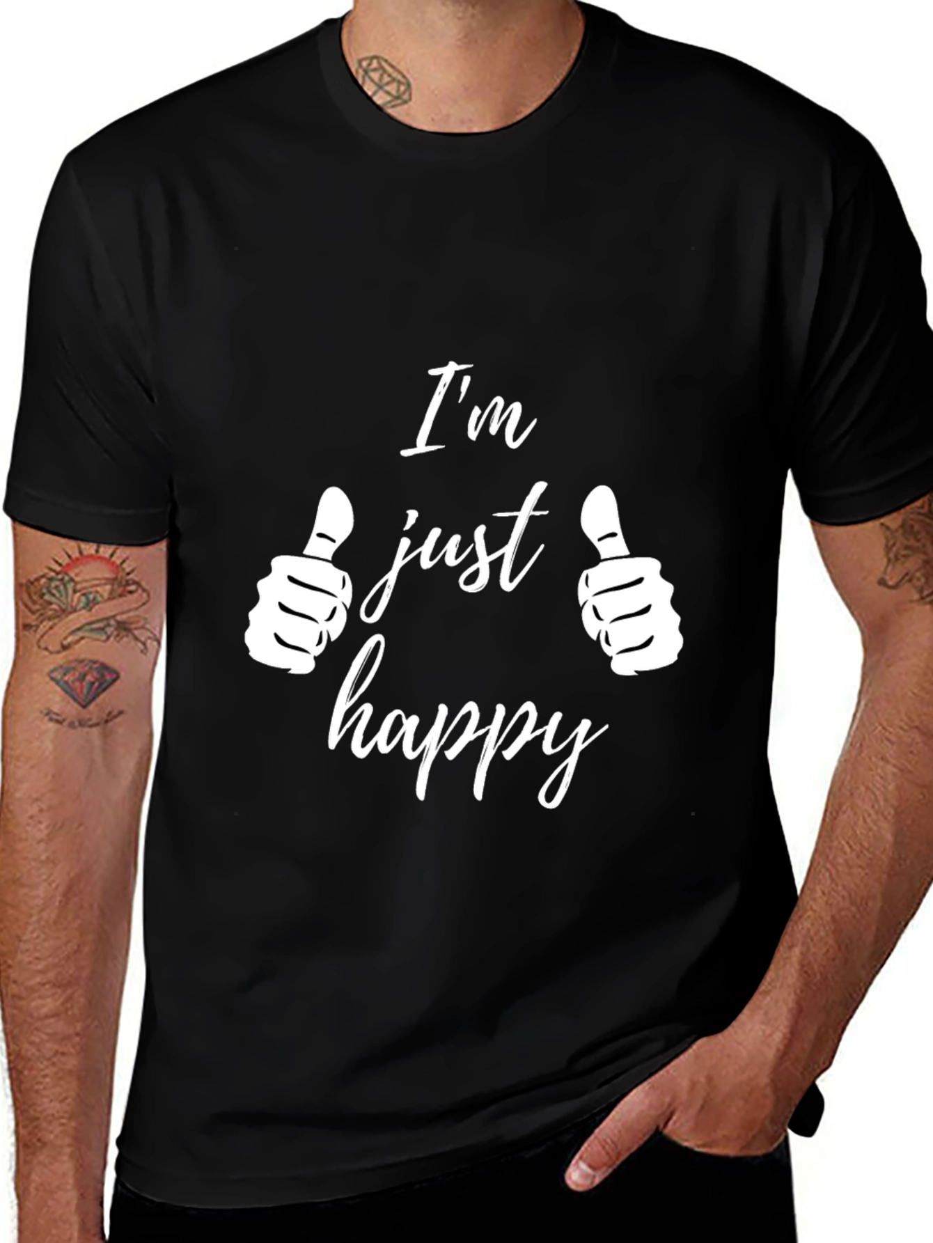 Variant 7 of I'm Just Happy Graphic T-Shirt - Black