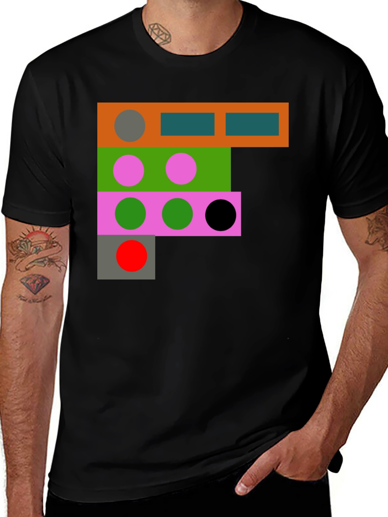 Variant 6 of Geometric Color Block Graphic Tee