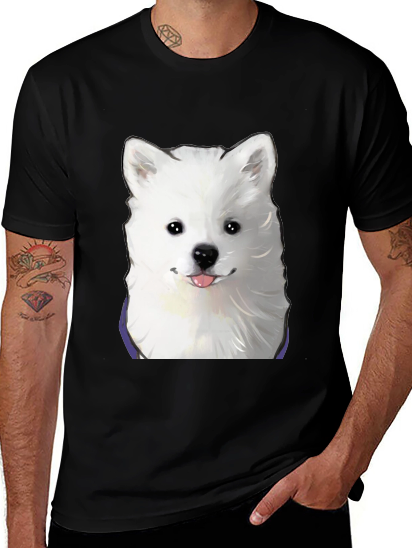Variant 8 of Dog Graphic Tee - Cute White Dog T-Shirt