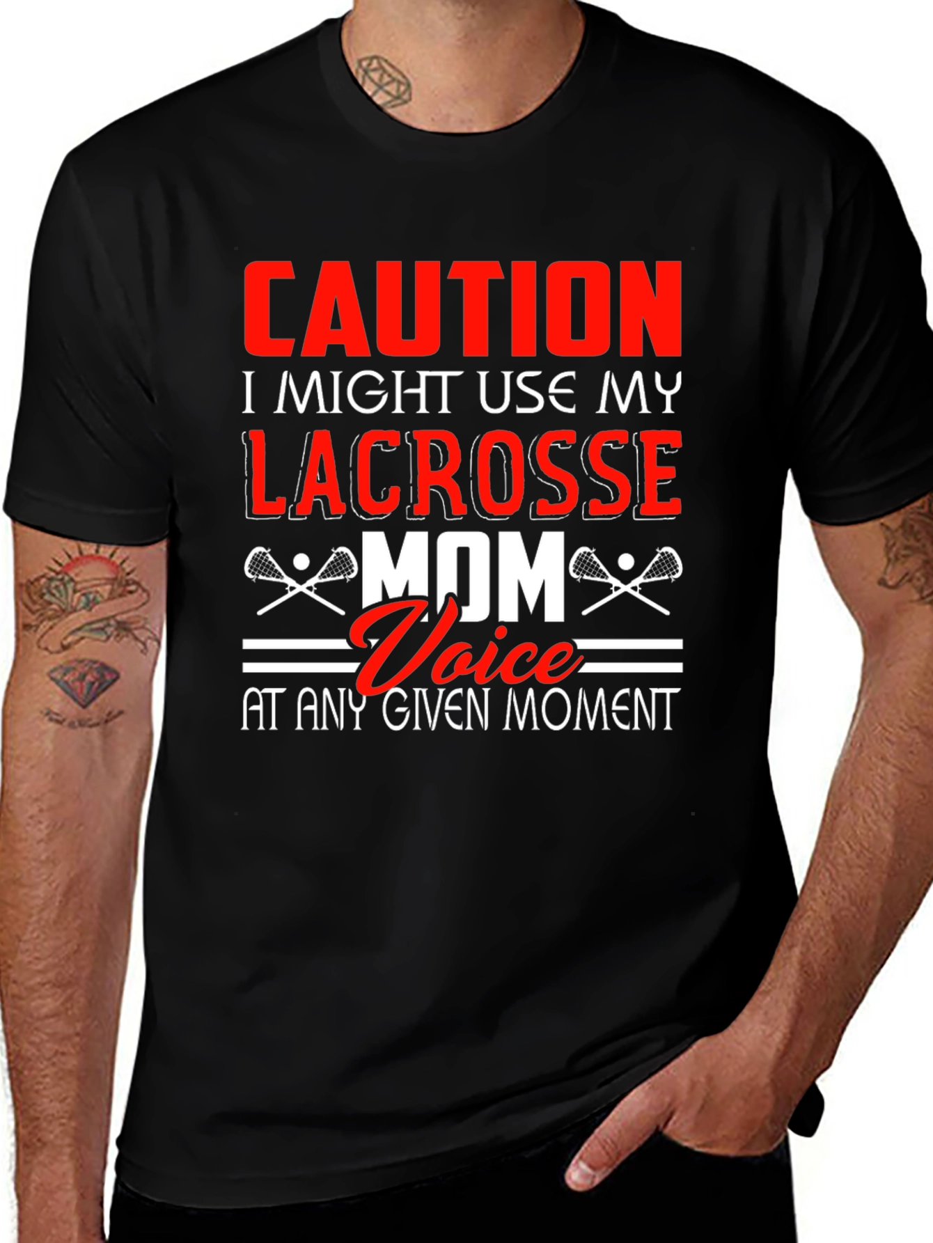Variant 10 of Caution Lacrosse Mom T-Shirt