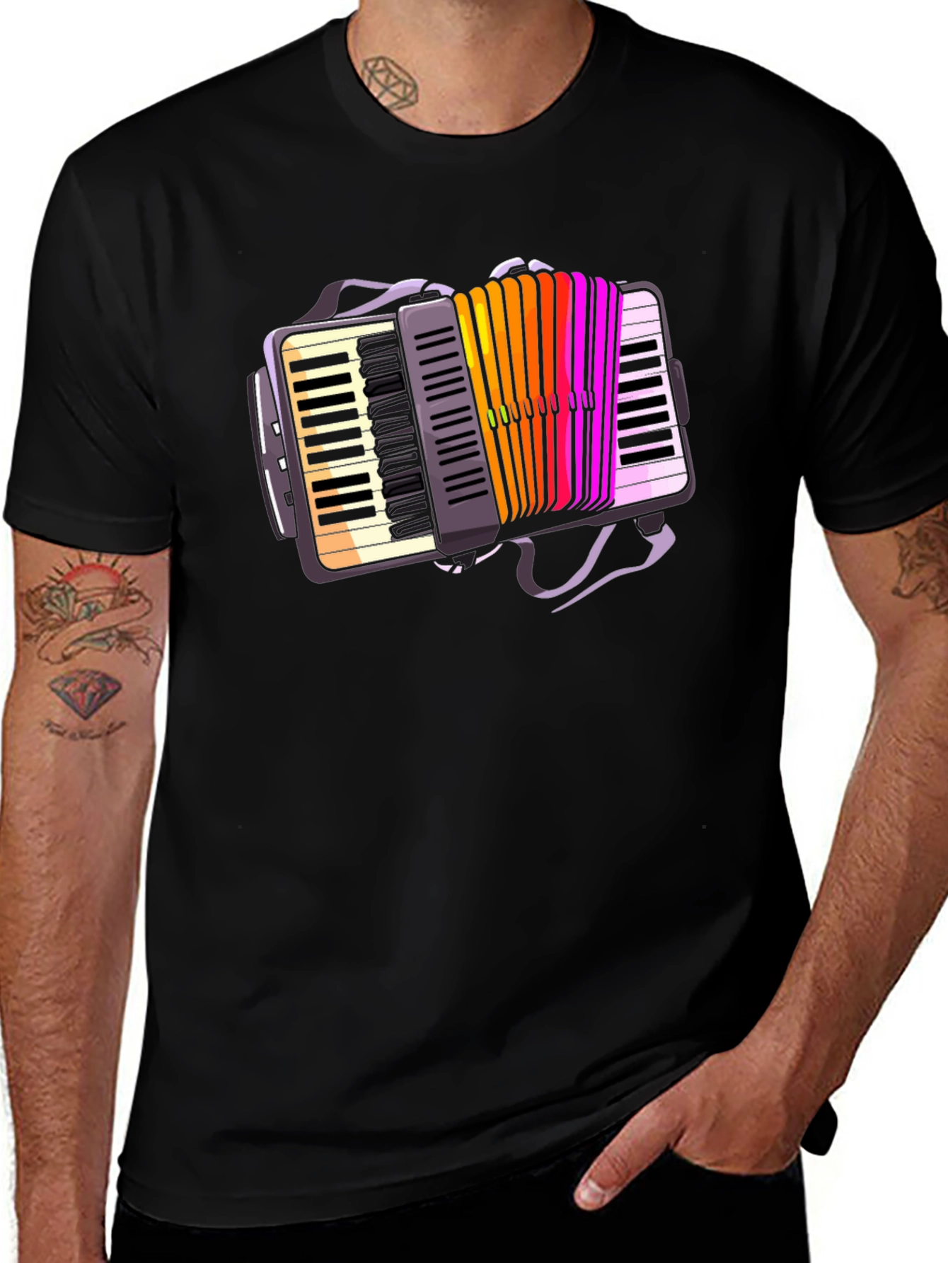 Variant 28 of Musical Accordion Graphic Tee - Black