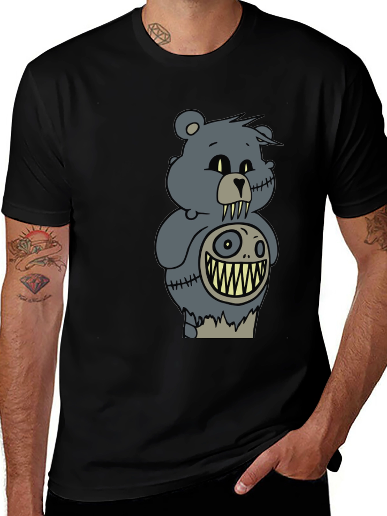 Variant 17 of Creepy Stuffed Bear Graphic Tee - Dark Humor