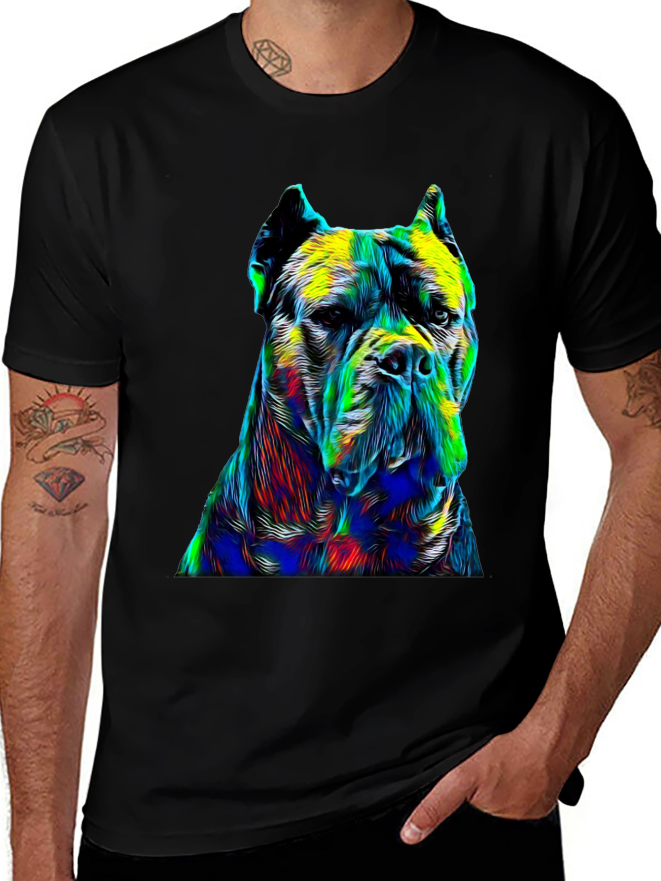 Variant 16 of Abstract Dog Print Black T-Shirt