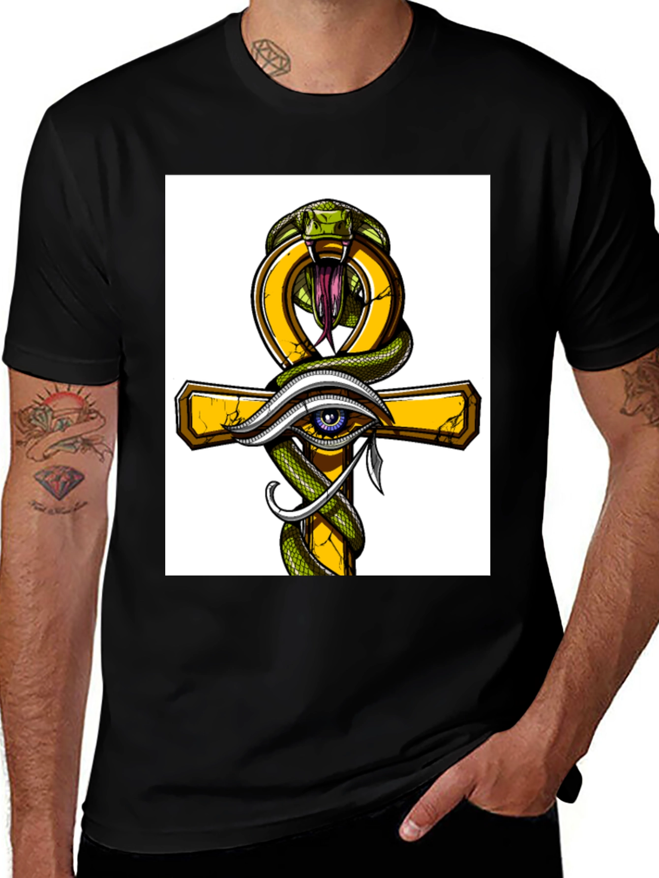 Ankh Snake & Eye T-Shirt - Stylish Graphic Tee